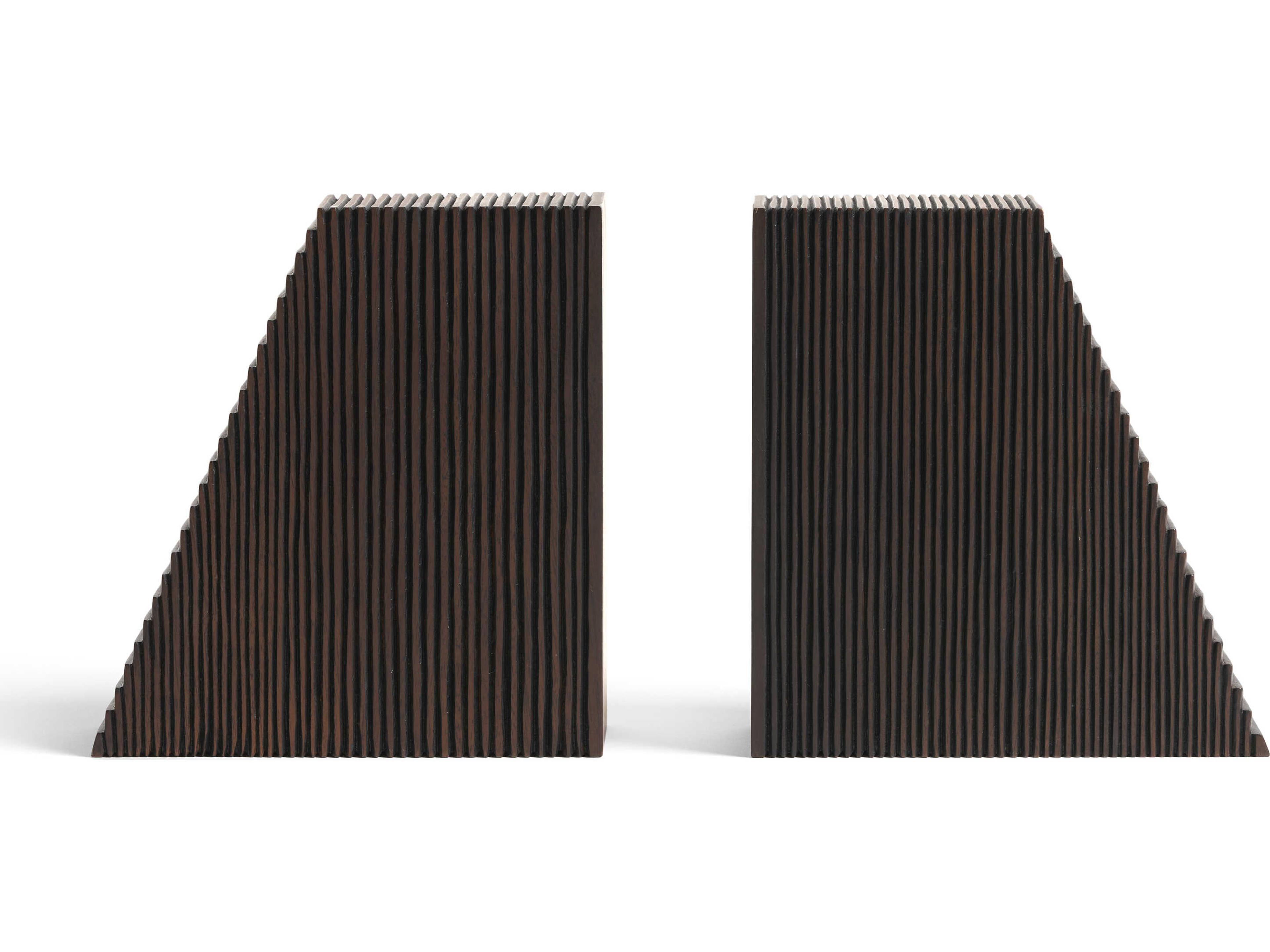 Ethnicraft Grooves Mahogany Dark Brown Book Ends