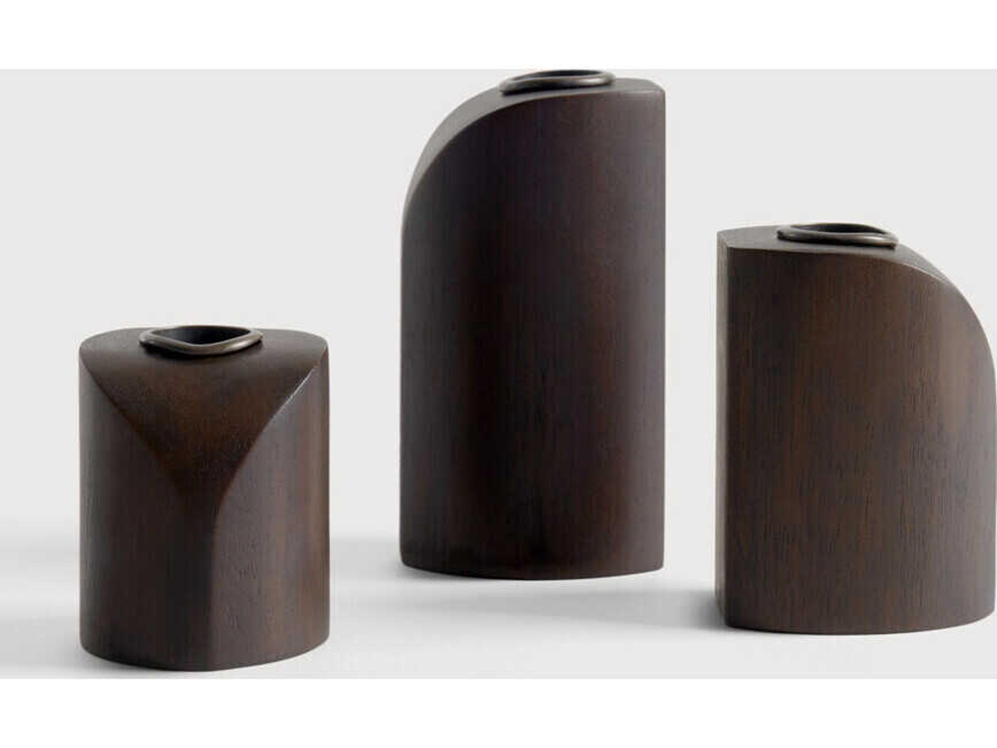 Pi Mahogany Dark Brown Pi Candle Holders