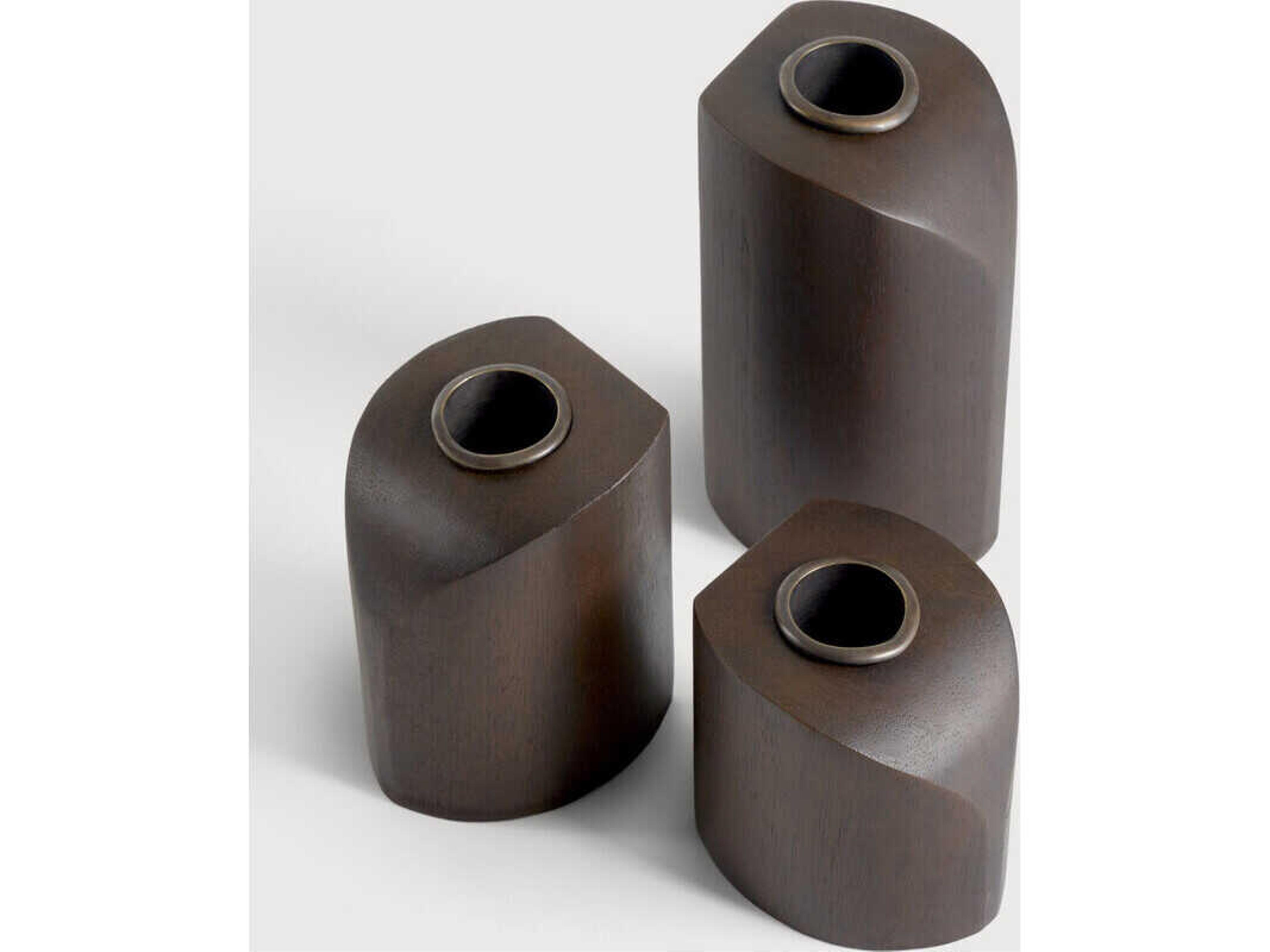 Ethnicraft Pi Mahogany Dark Brown Pi Candle Holders