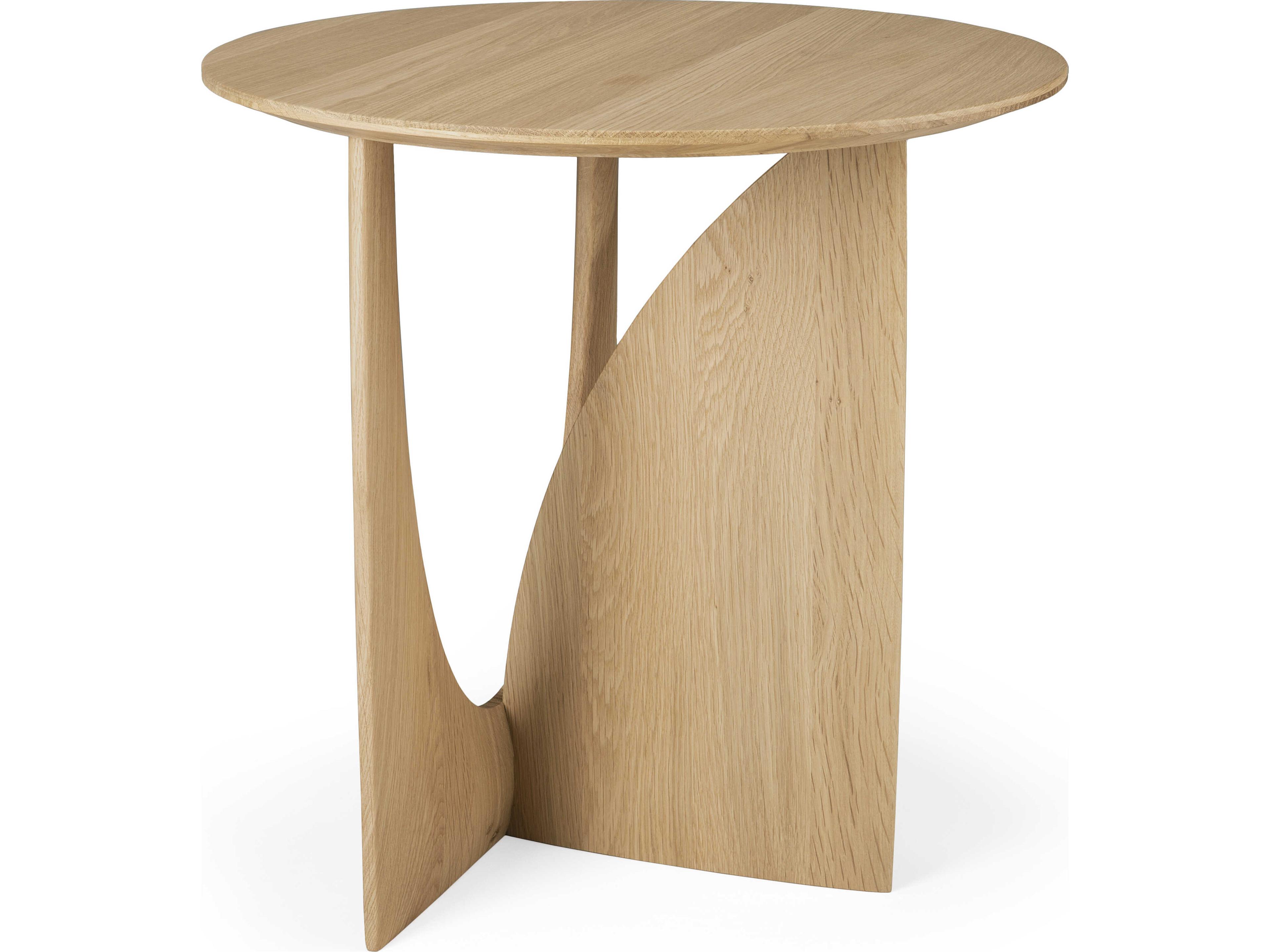 Geometric Oak Side Table Sculptural Modern