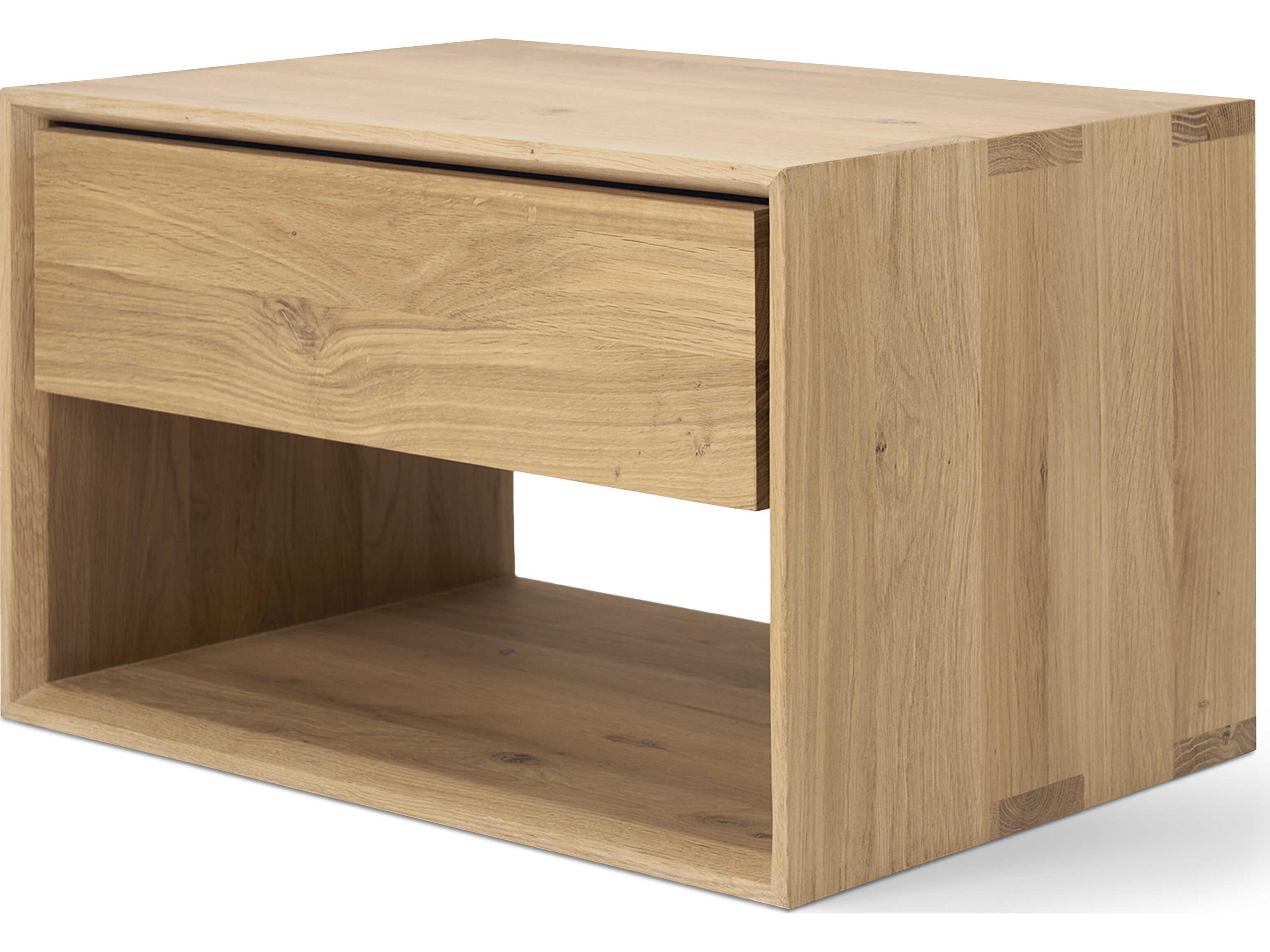 Nordic II Nightstand Solid Oak 1-Drawer Bedside Table