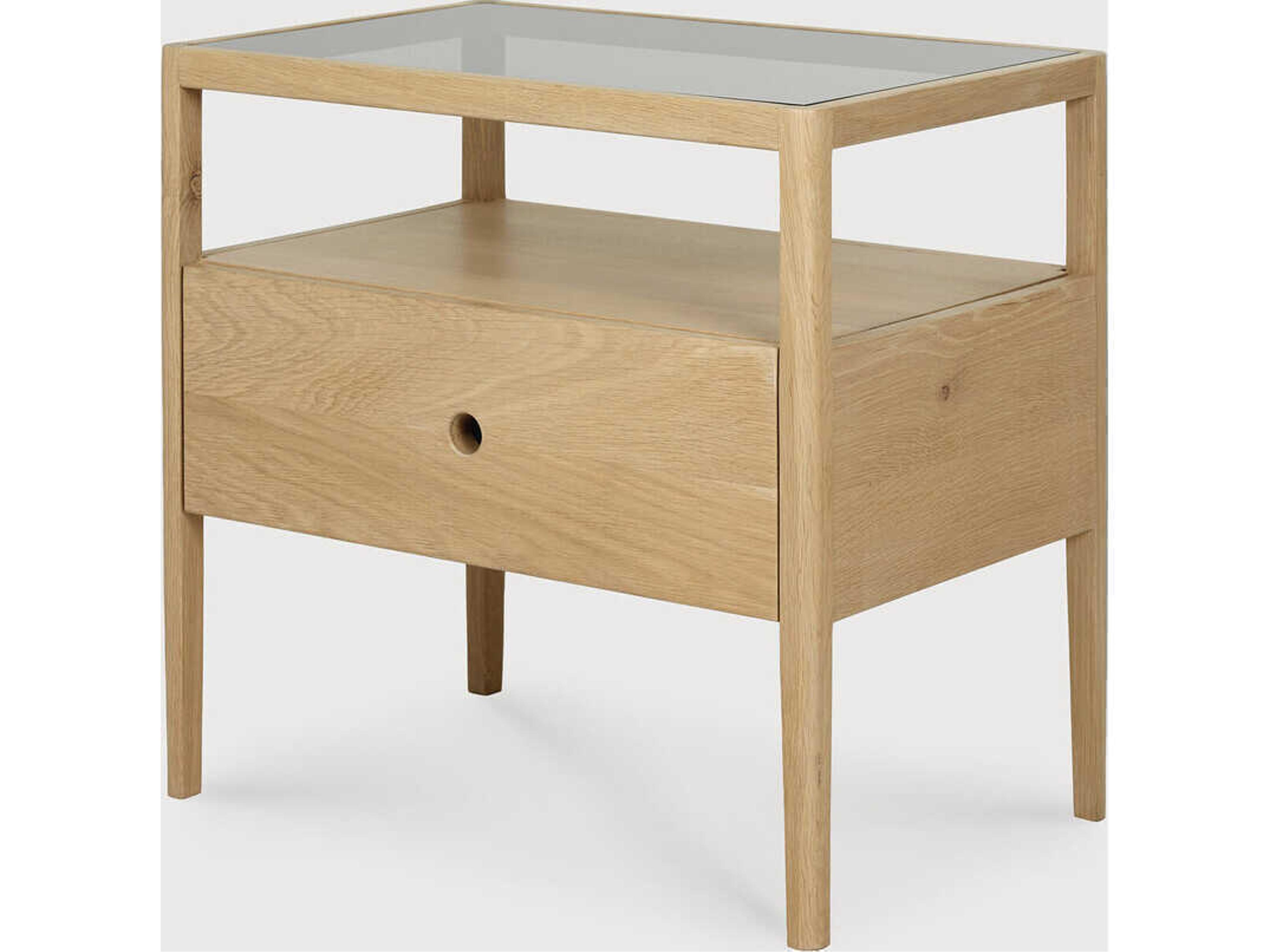 Spindle Oak Bedside Table Modern Nightstand