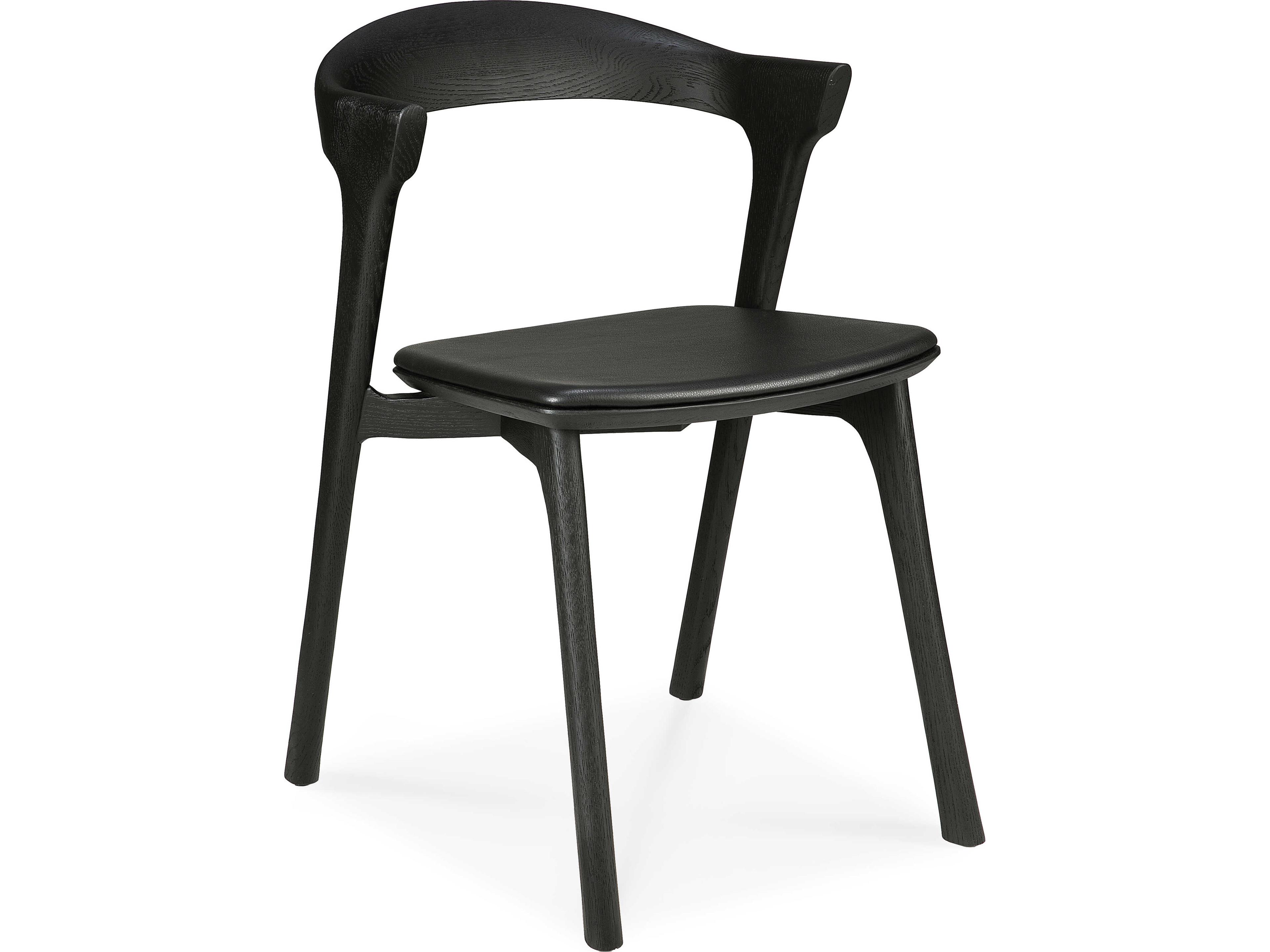 Bok Oak Black and Black Leather Dining Chair