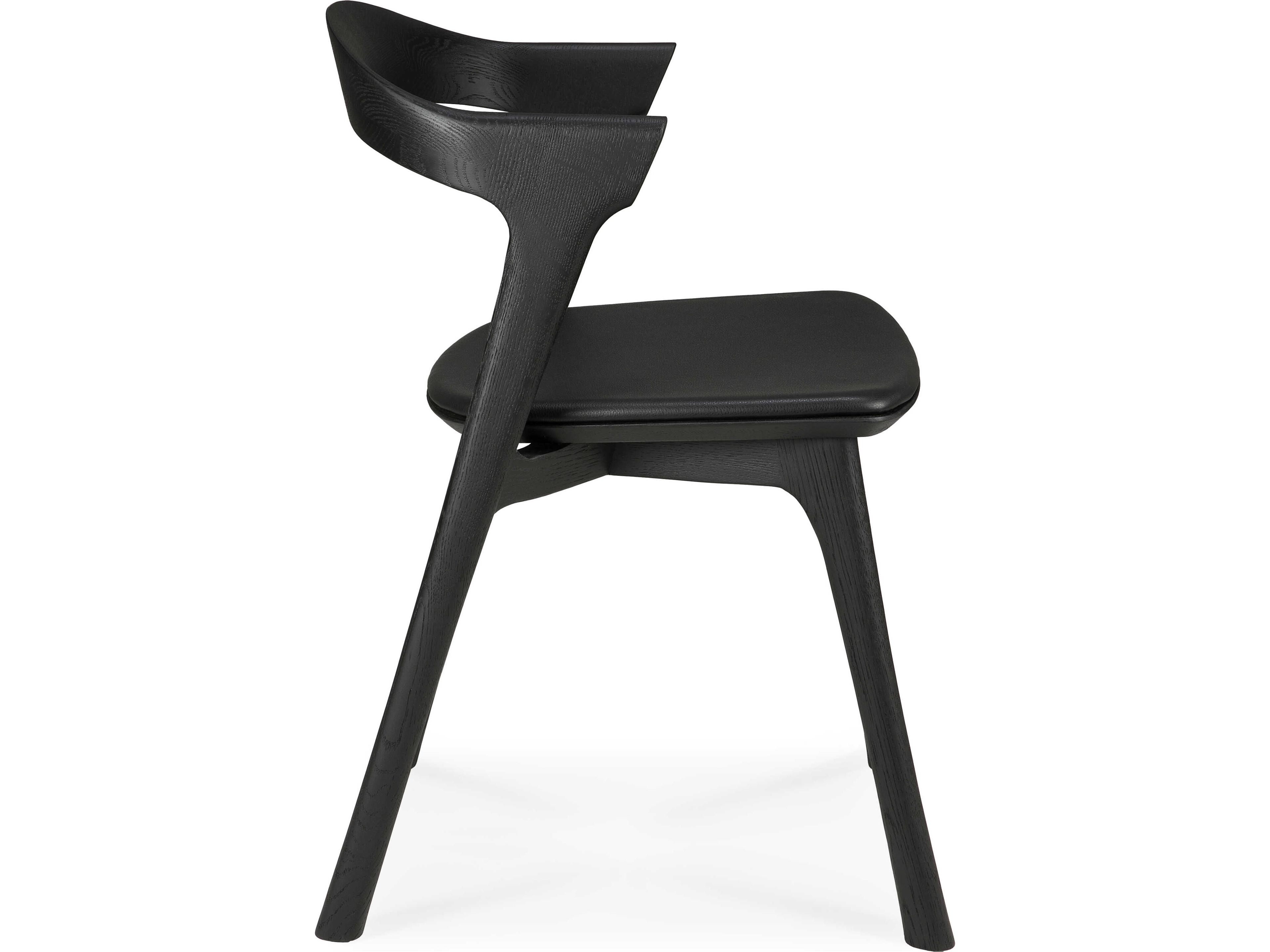Ethnicraft Bok Oak Black and Black Leather Dining Chair