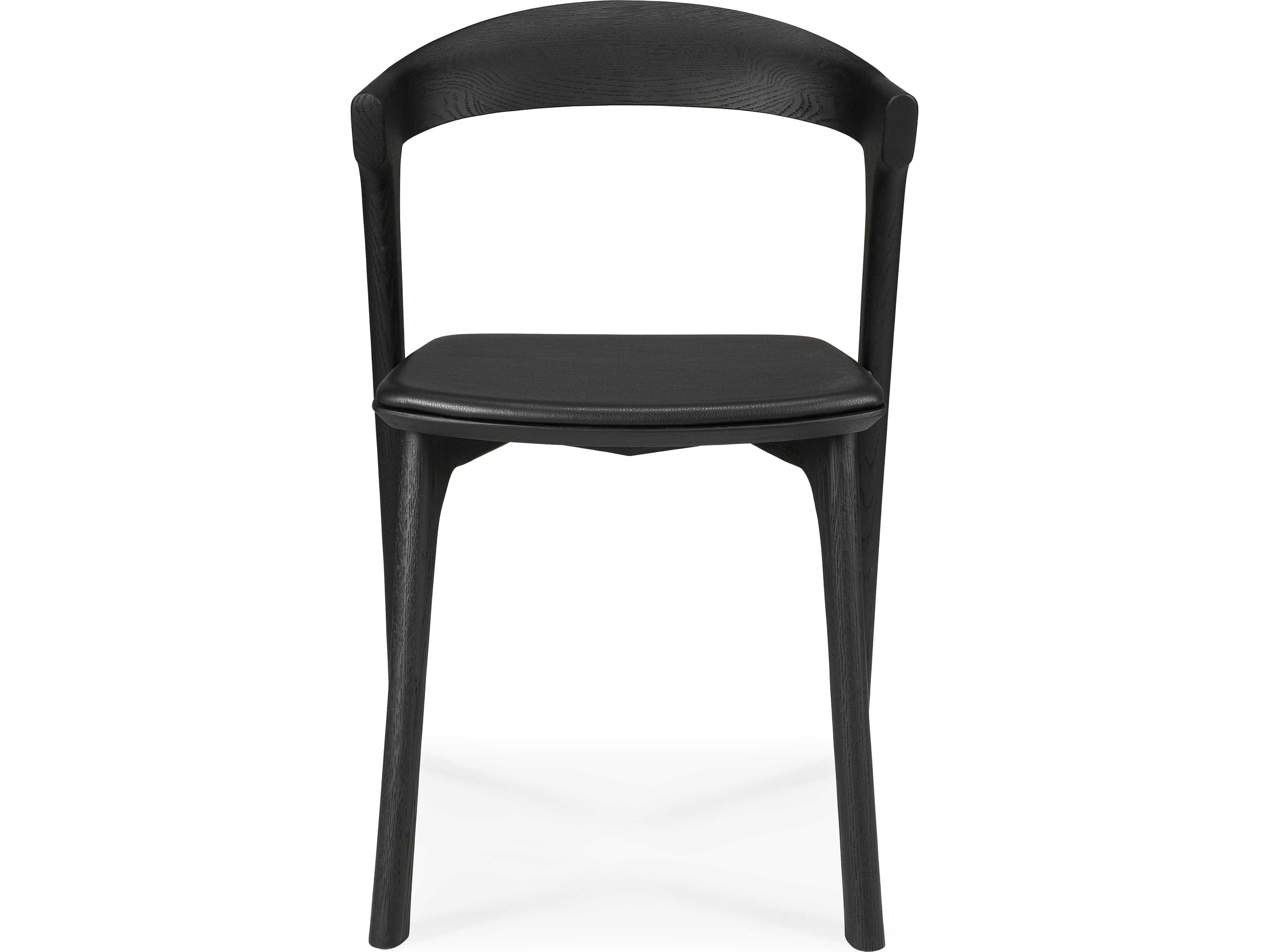 Ethnicraft Bok Oak Black and Black Leather Dining Chair