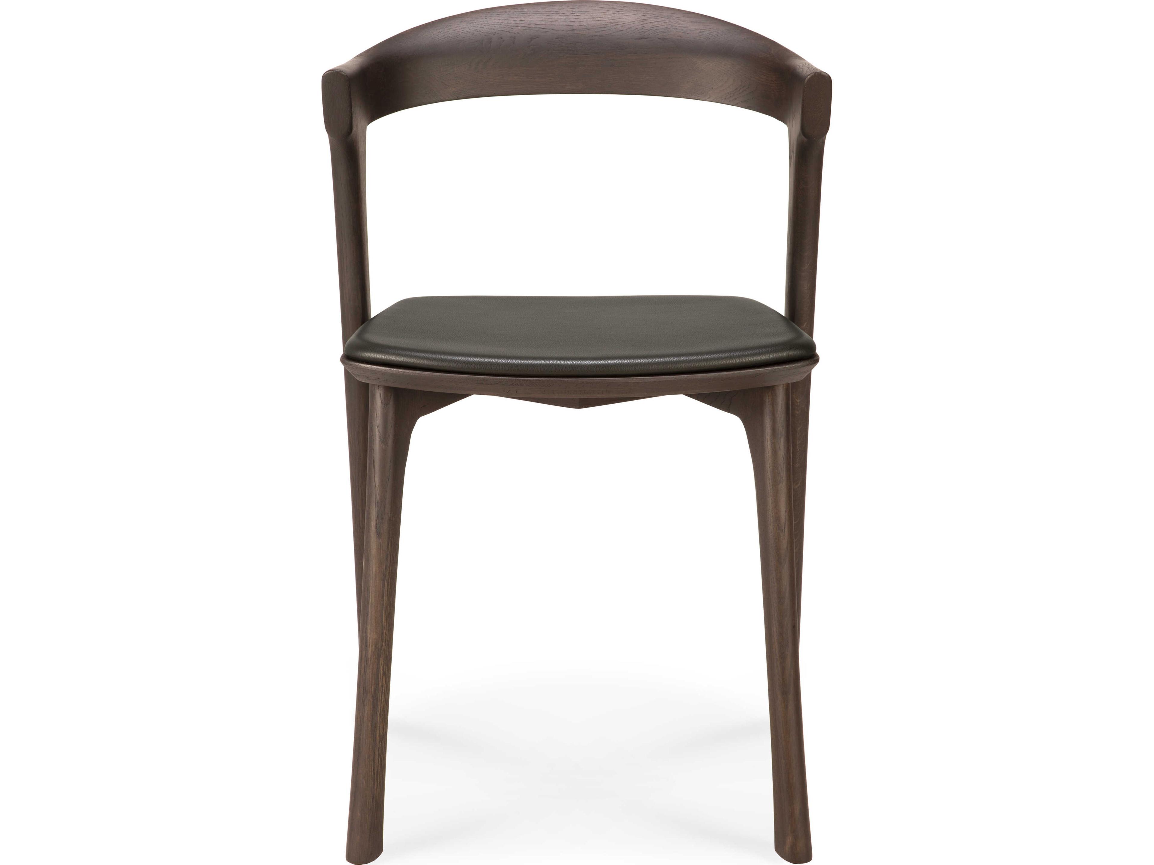 Ethnicraft Bok Oak Brown and Brown Leather Dining Chair