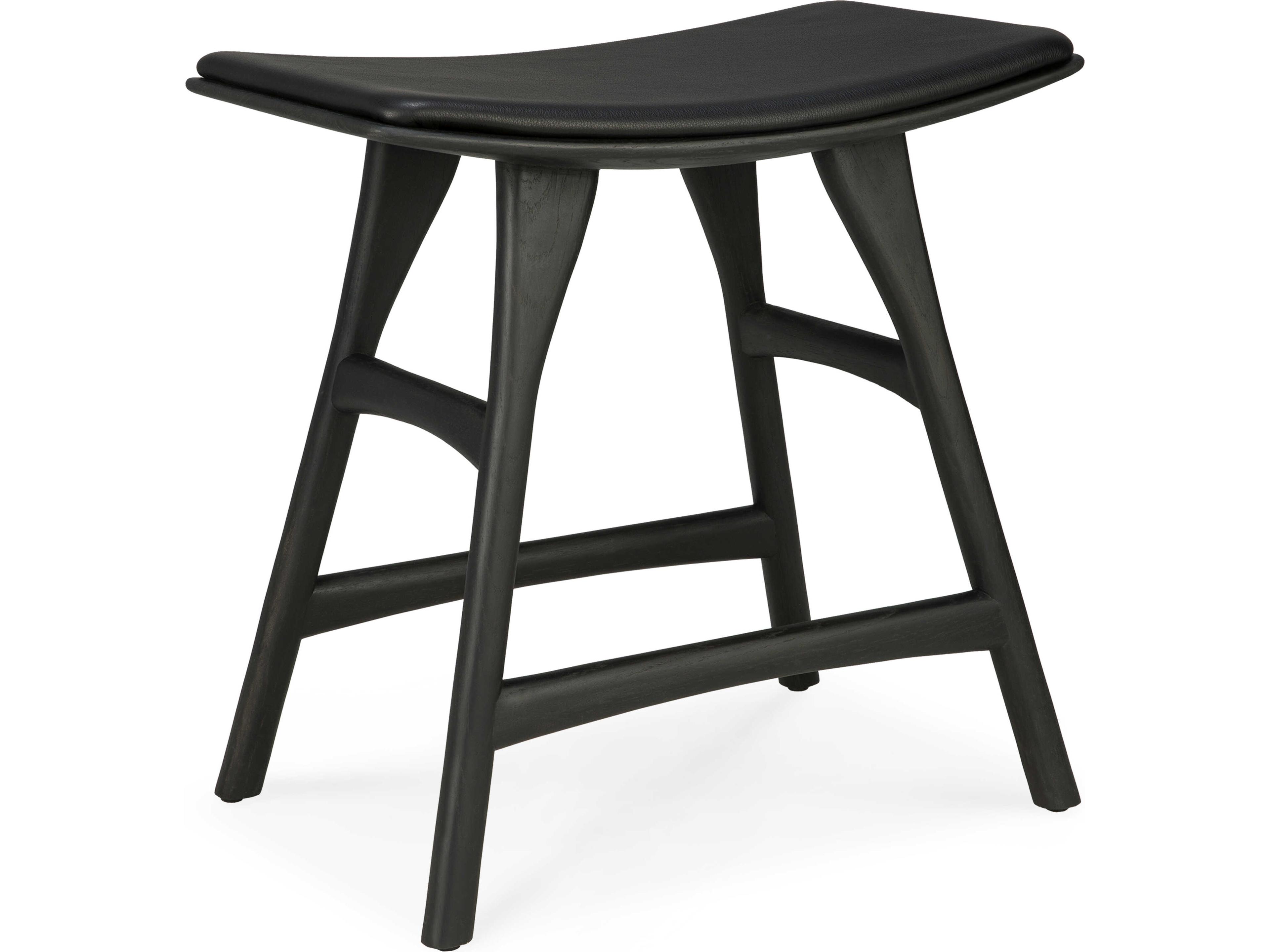 Osso Oak Black and Black Leather Stool