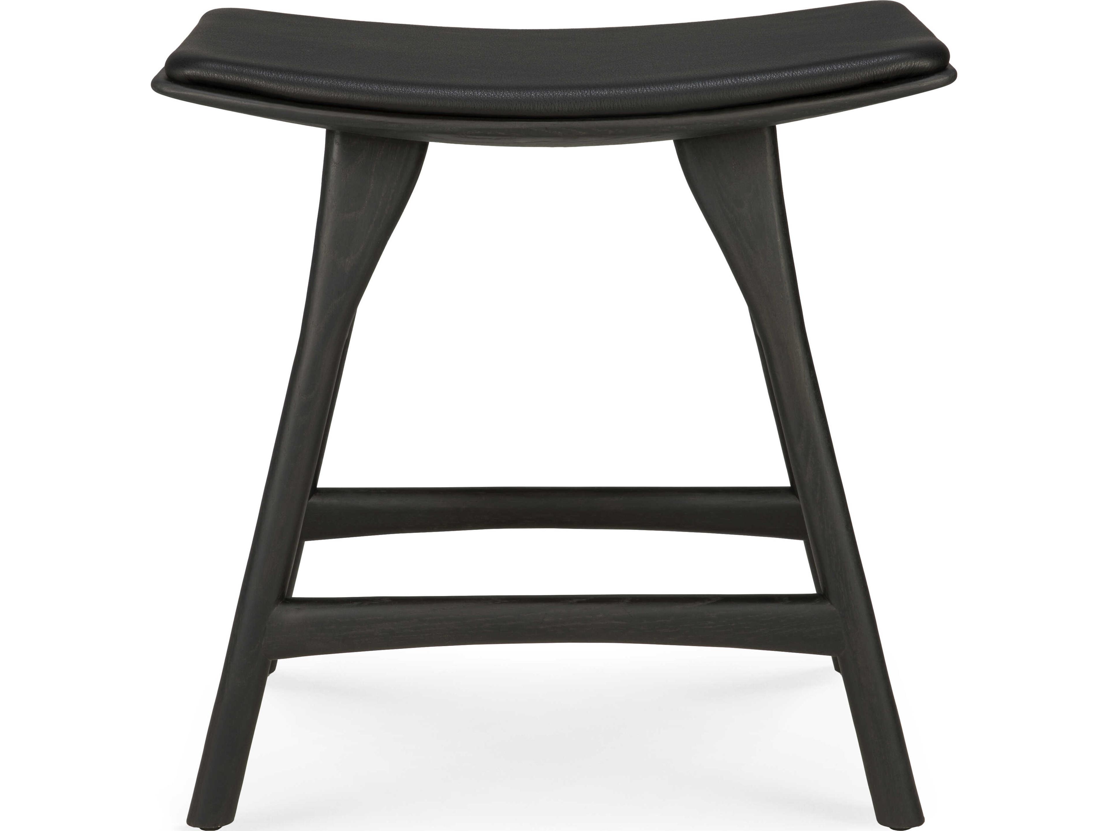 Ethnicraft Osso Oak Black and Black Leather Stool