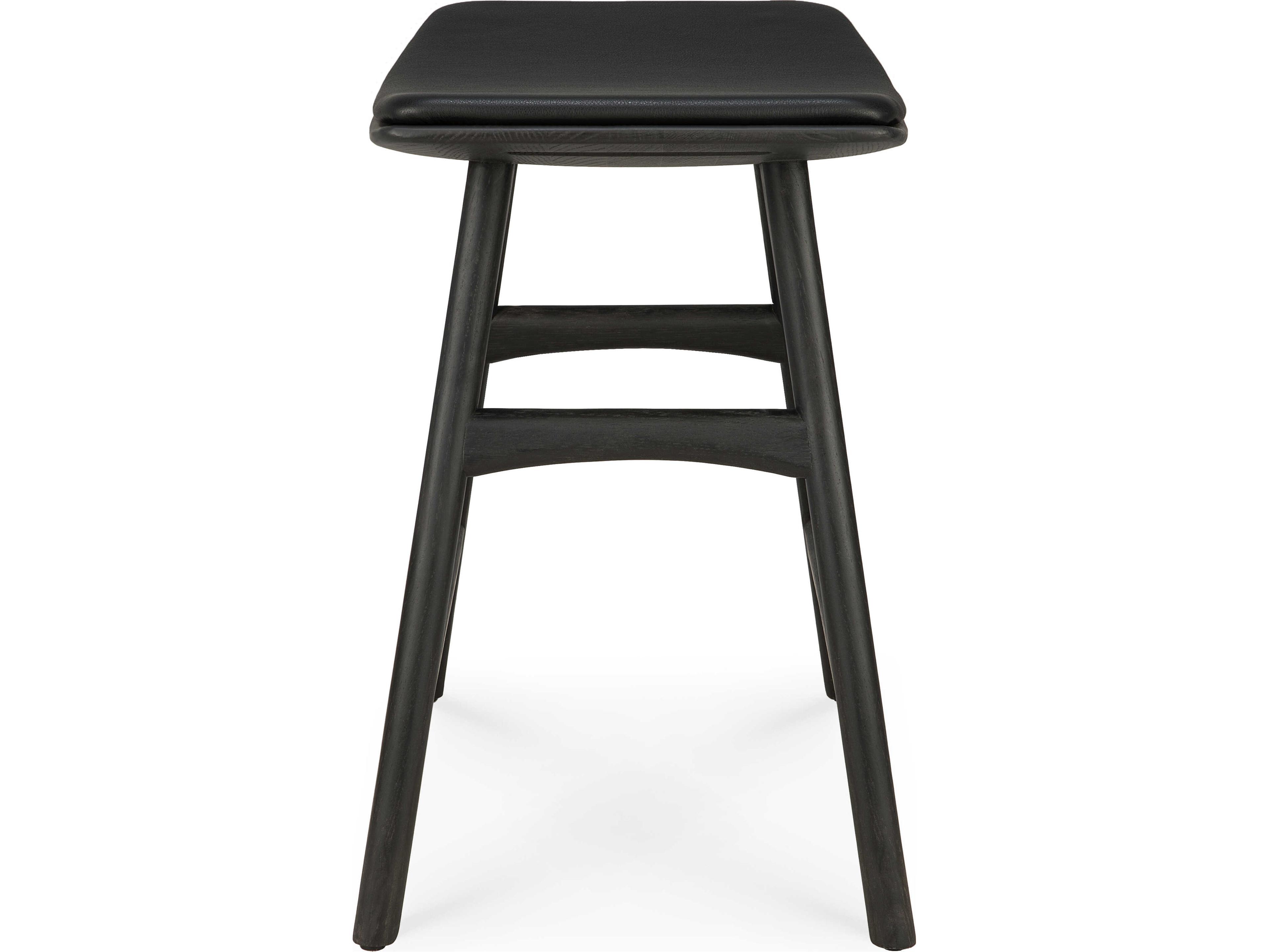 Ethnicraft Osso Oak Black and Black Leather Stool