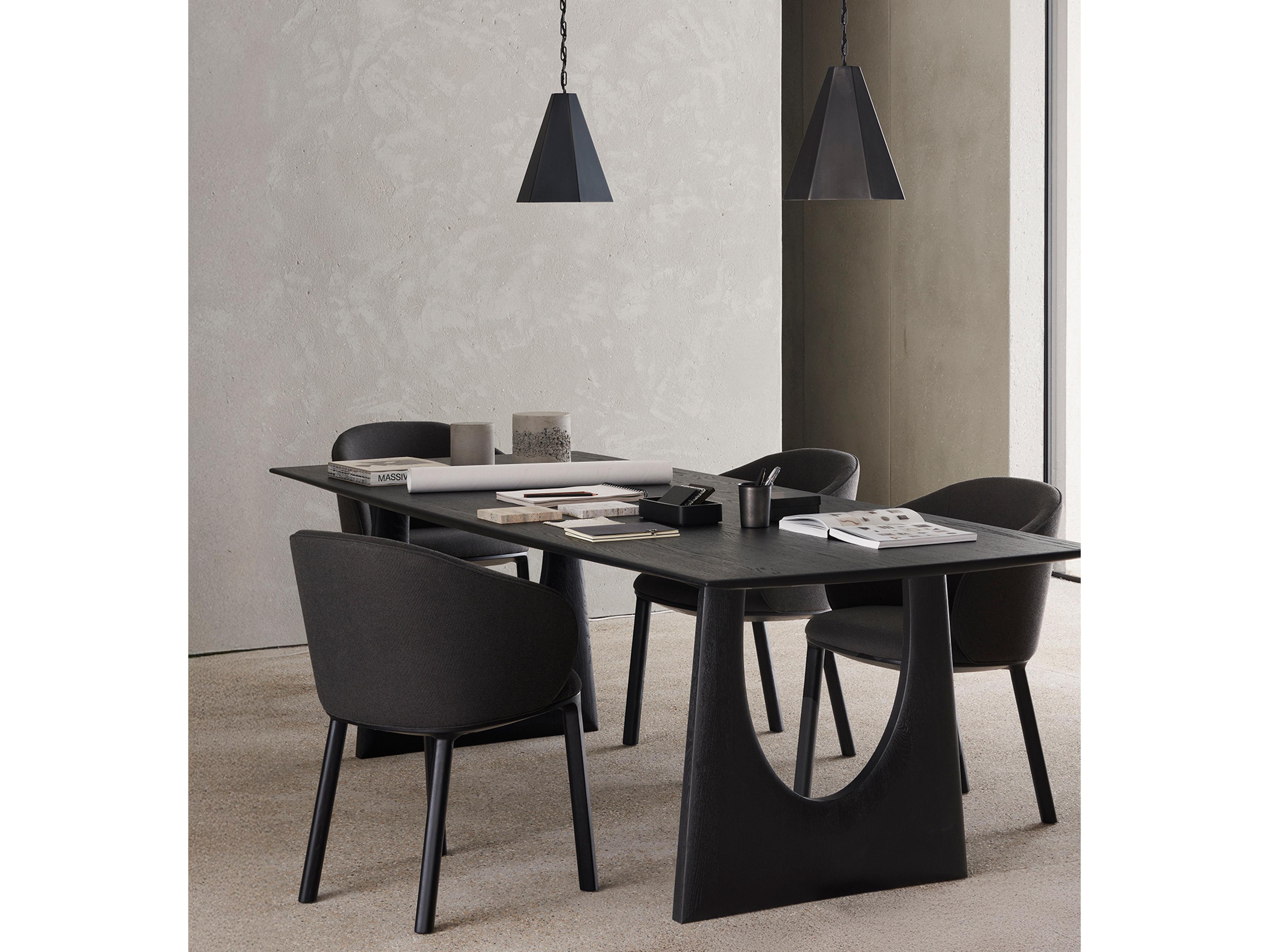 Geometric Oak Wood Dining Room Set