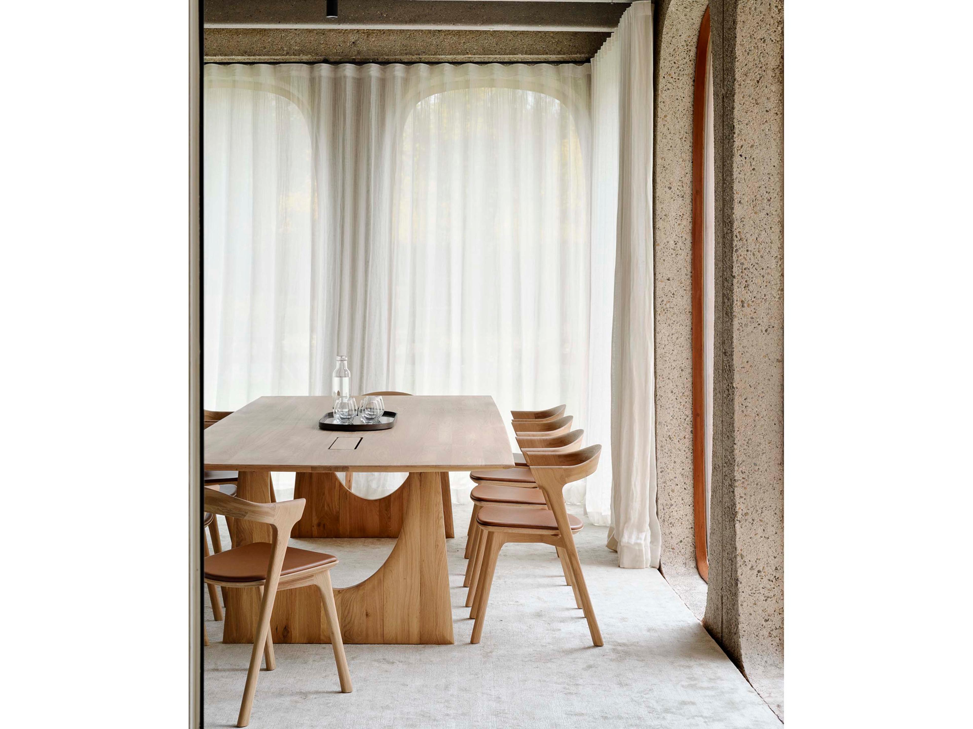 Geometric Oak Wood Dining Room Set