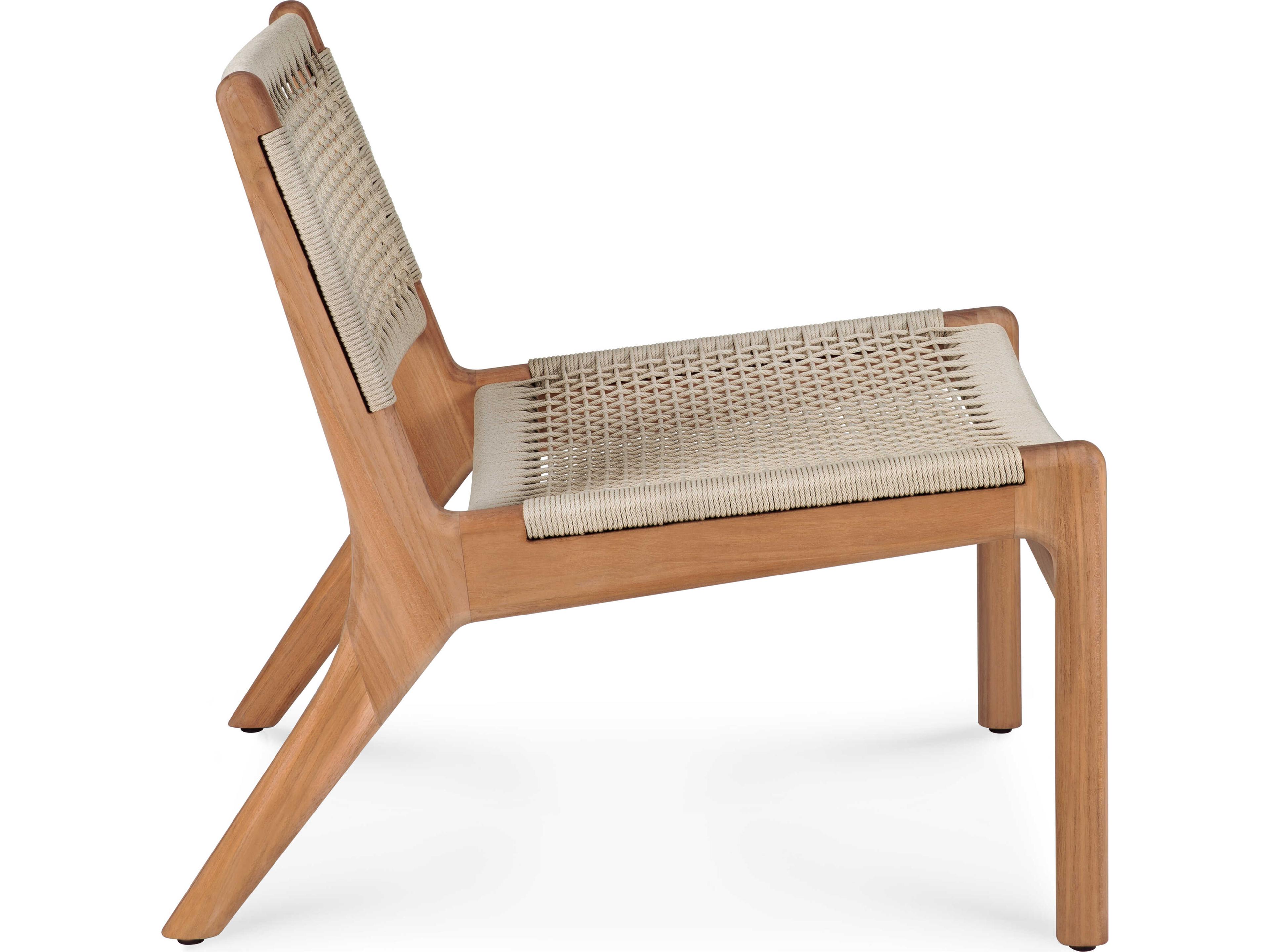 Ethnicraft Outdoor Jack Teak And Beige Weave Woven Lounge Chair