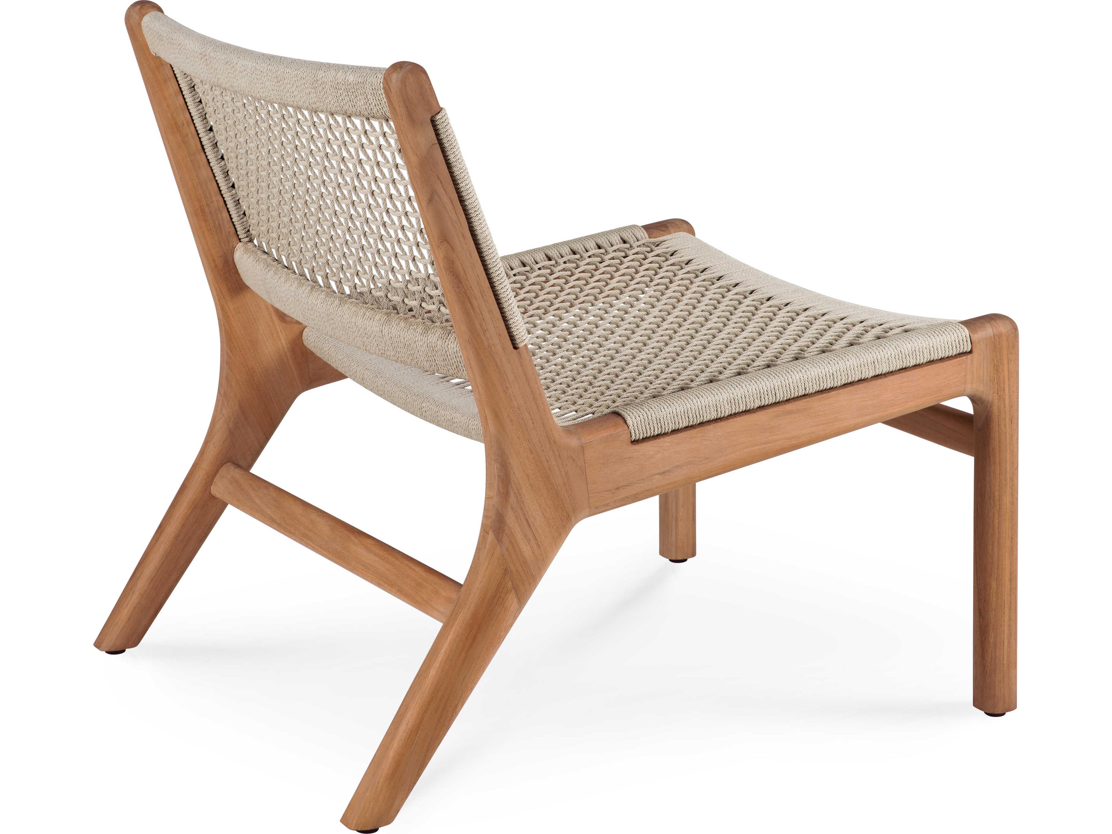Ethnicraft Outdoor Jack Teak And Beige Weave Woven Lounge Chair