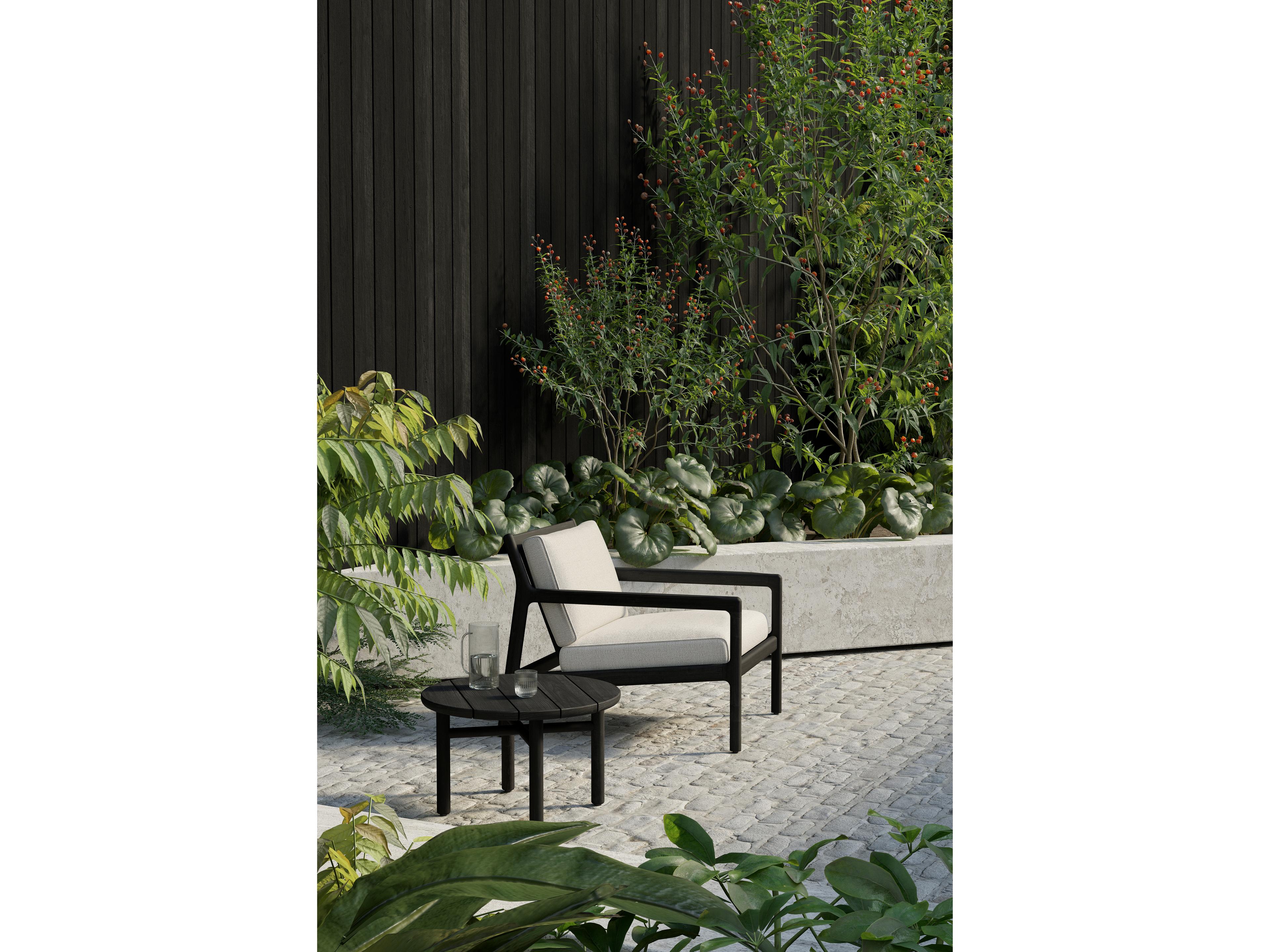 Ethnicraft Outdoor Jack Teak Black And Off White Lounge Chair