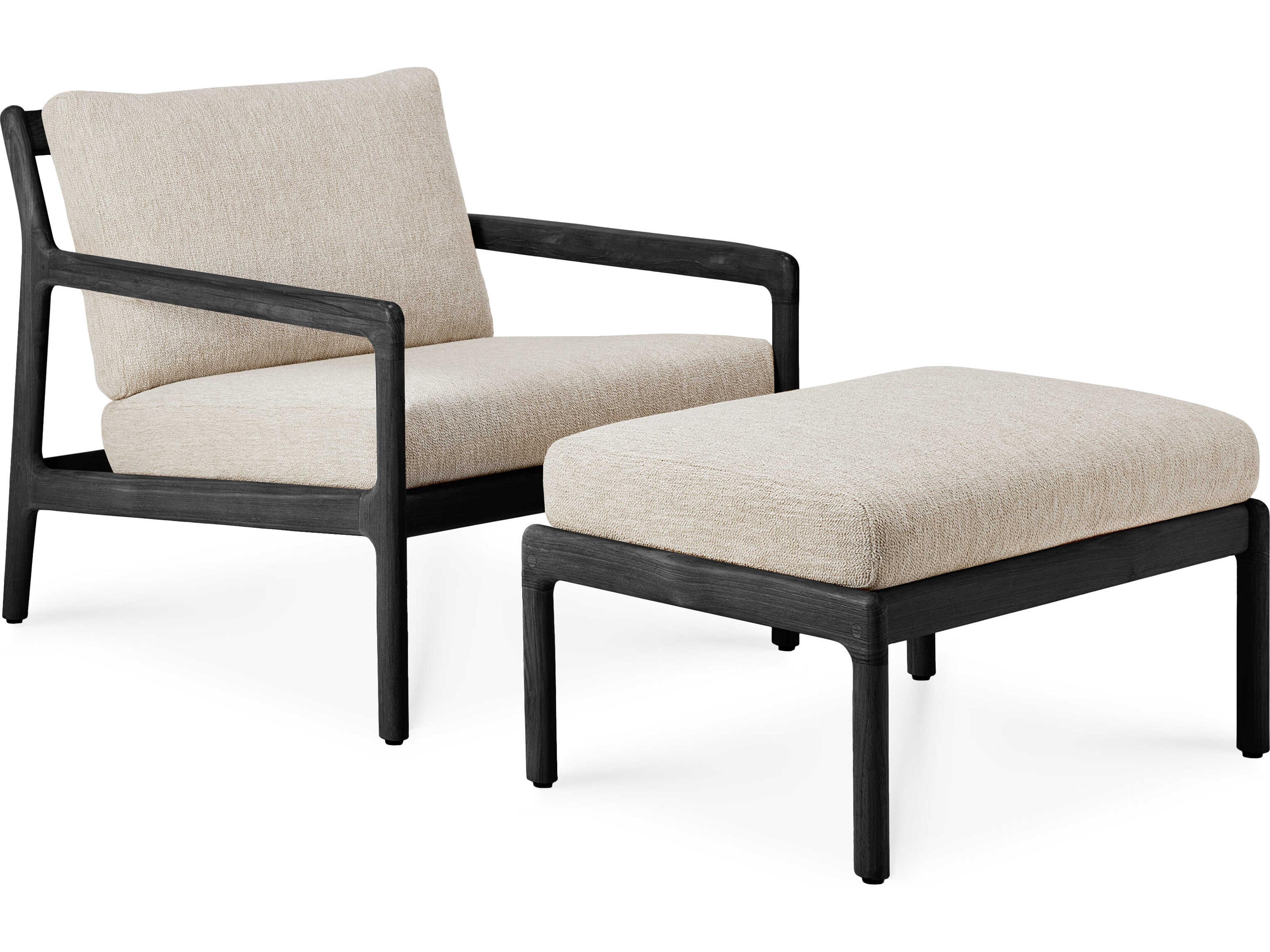 Ethnicraft Outdoor Jack Teak Black Footstool