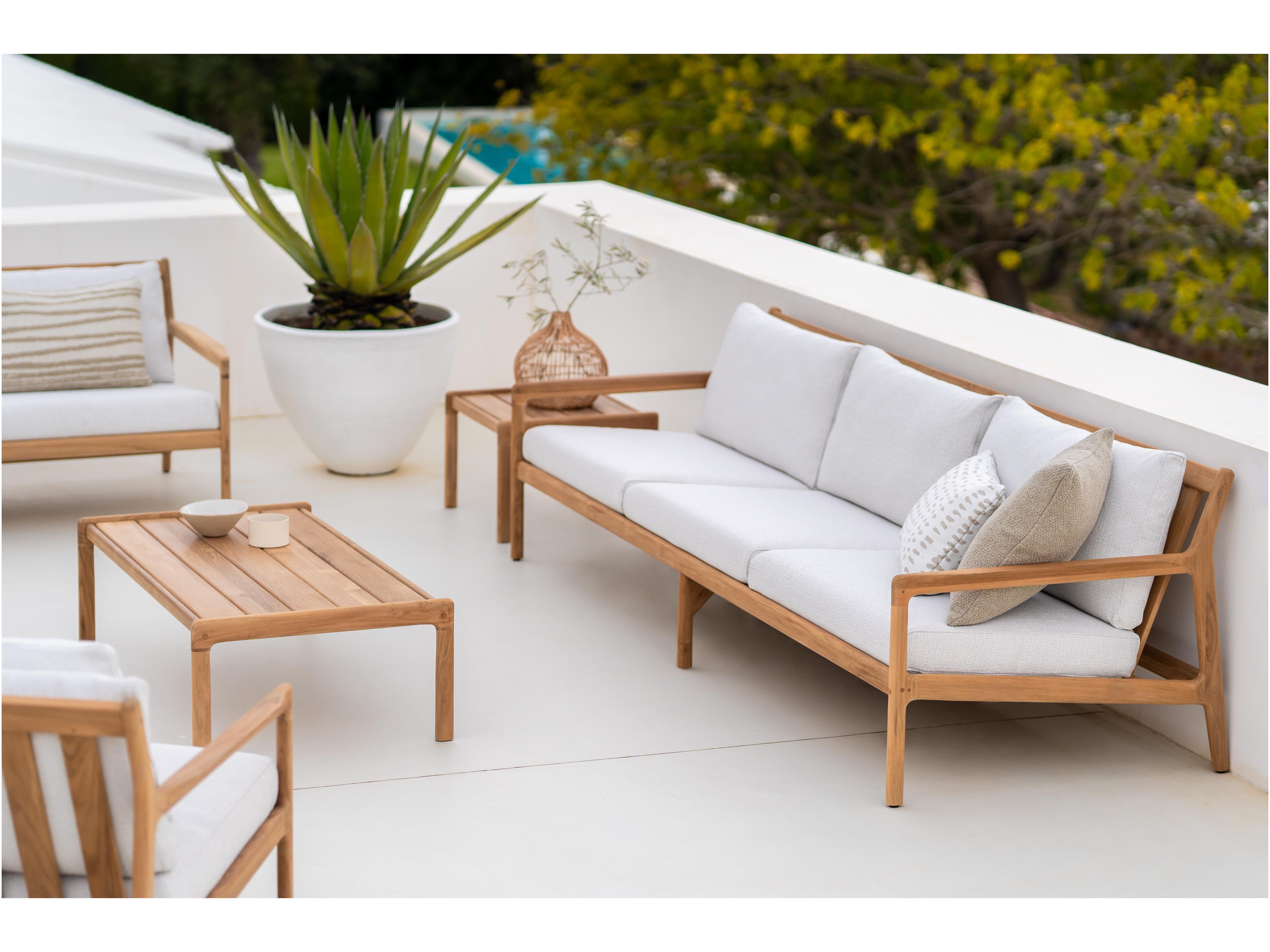 Ethnicraft Outdoor Jack Teak And Off White Lounge Chair