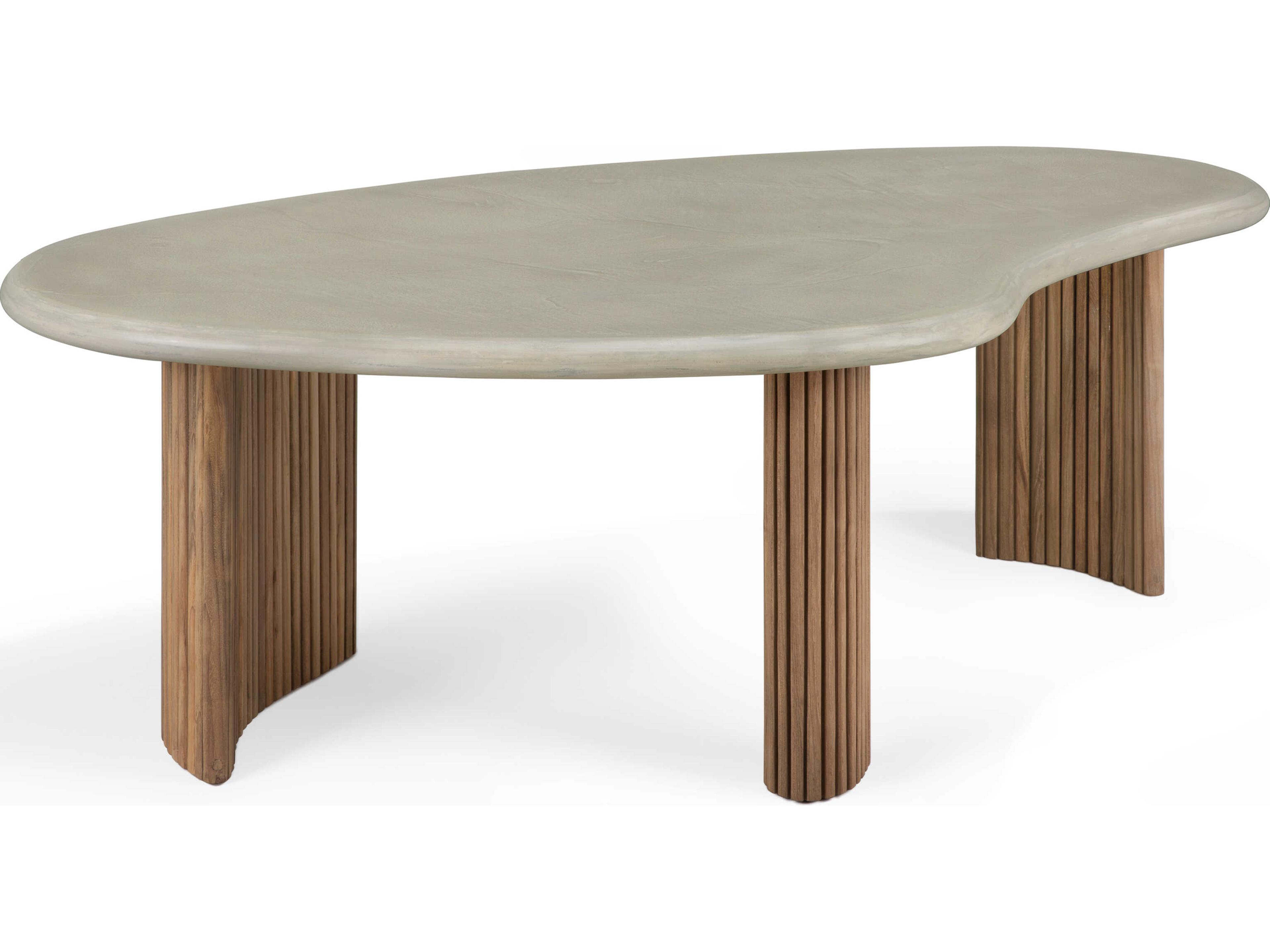 Ethnicraft Outdoor Boomerang Concrete And Reclaimed Teak Coffee Table