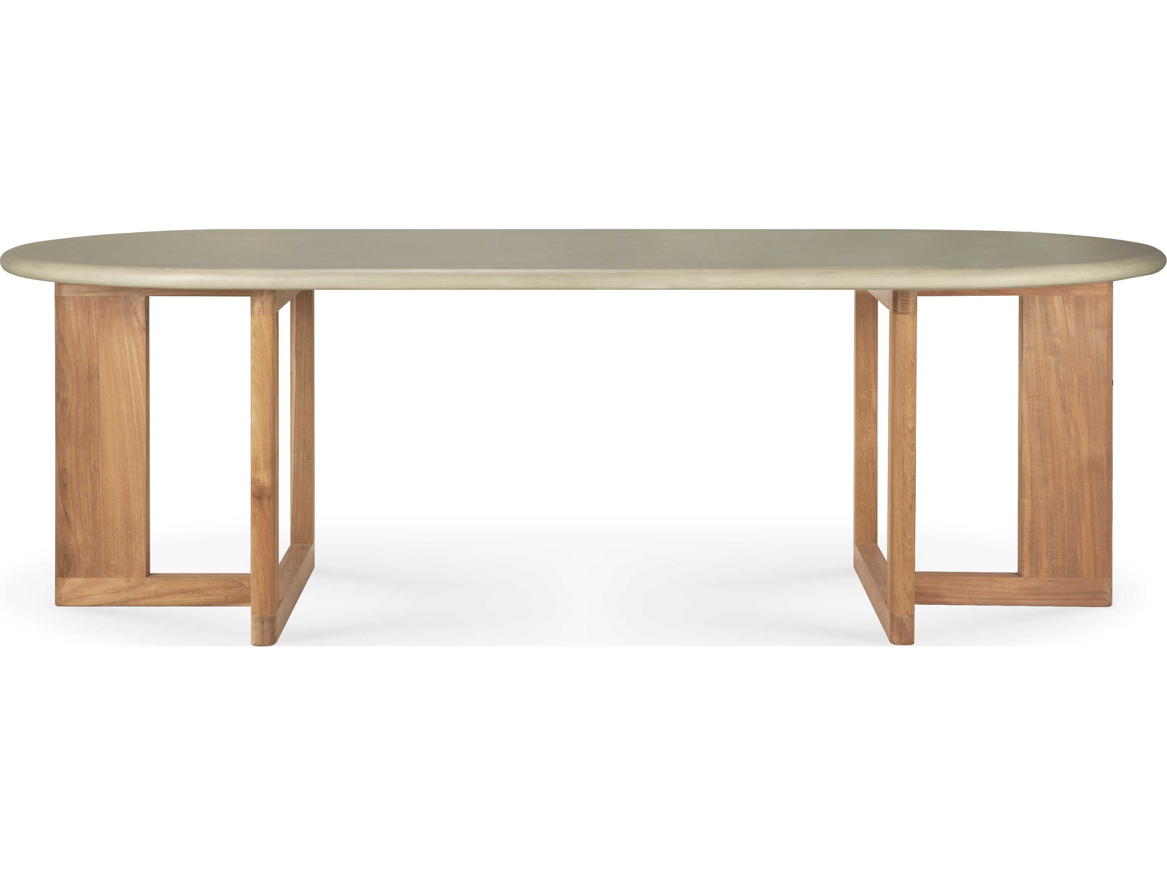 Ethnicraft Outdoor Trestle Concrete And Reclaimed Teak Dining Table