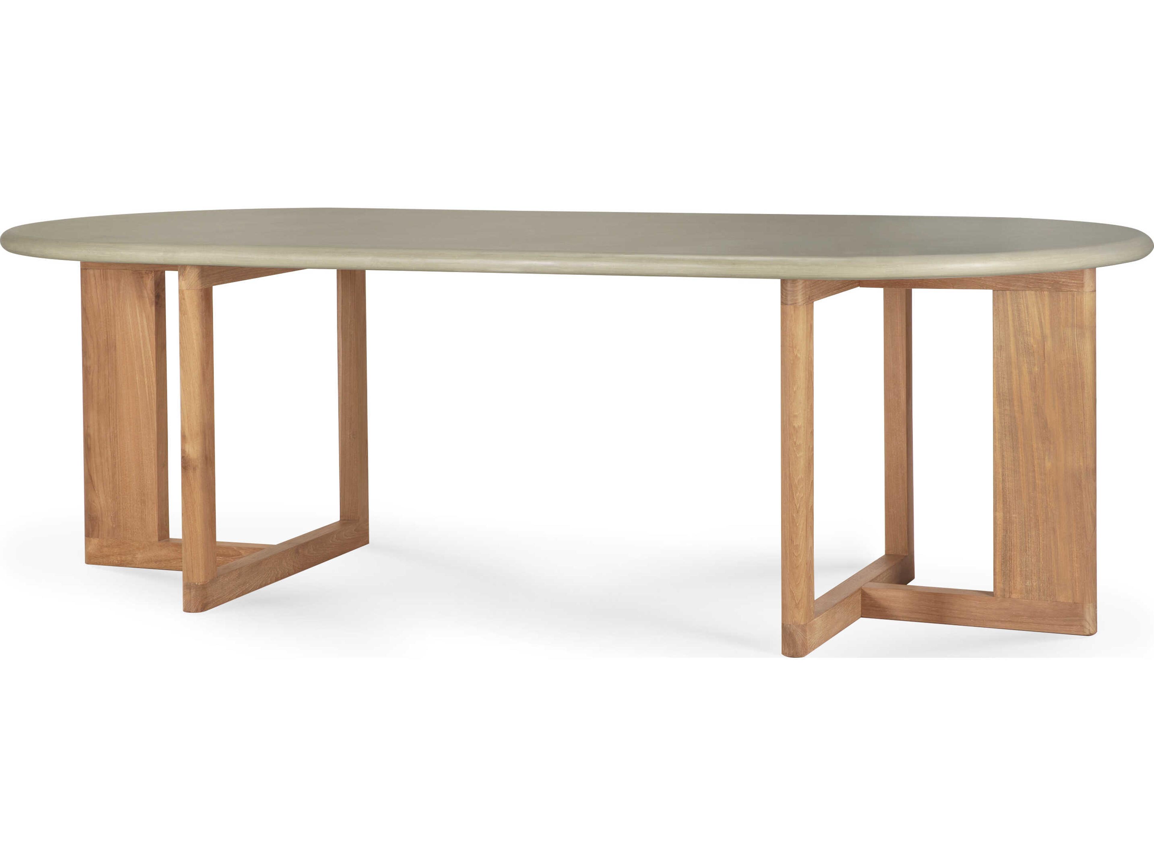 Ethnicraft Outdoor Trestle Concrete And Reclaimed Teak Dining Table