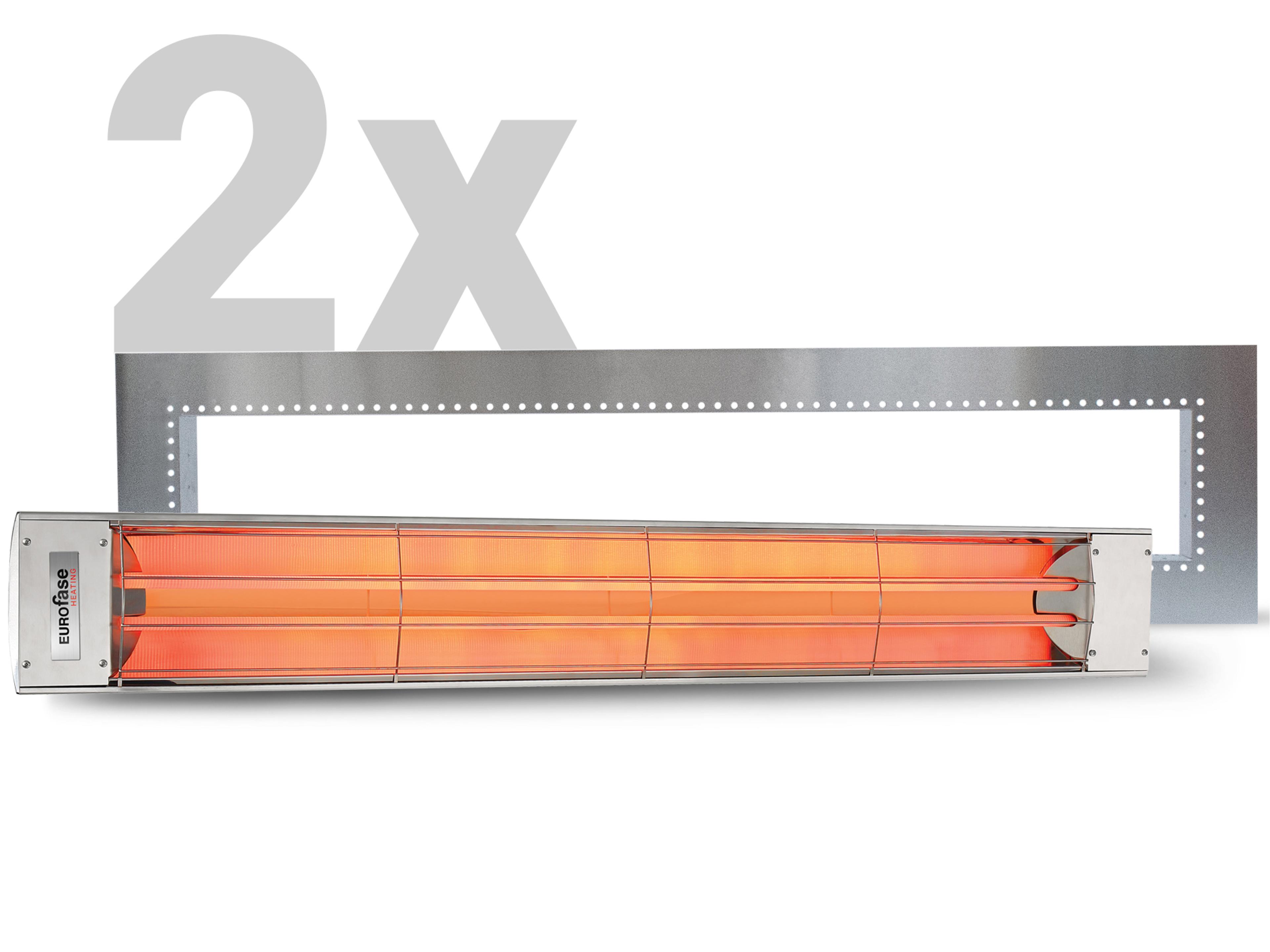 (2) 61" Stainless Steel Flush Mount Kit And (2) Smart WiFi Controller Patio Heater Set