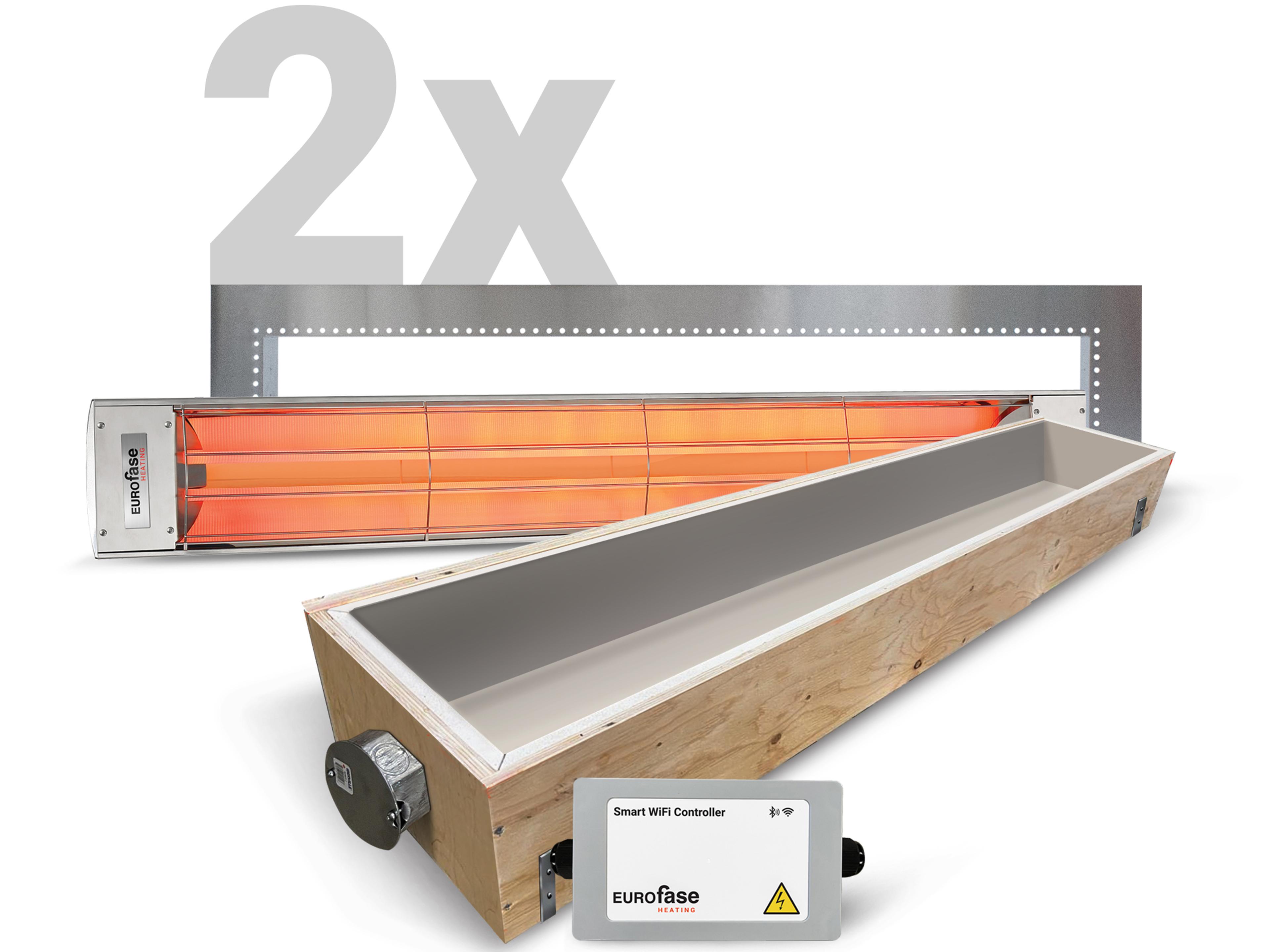 (2) 6000 Watt 61" Stainless Steel Electric Patio Heater, (2) 61" Flush Mount Kit, (2) 61" Fire Rated Box And (2) Smart WiFi Controller Set