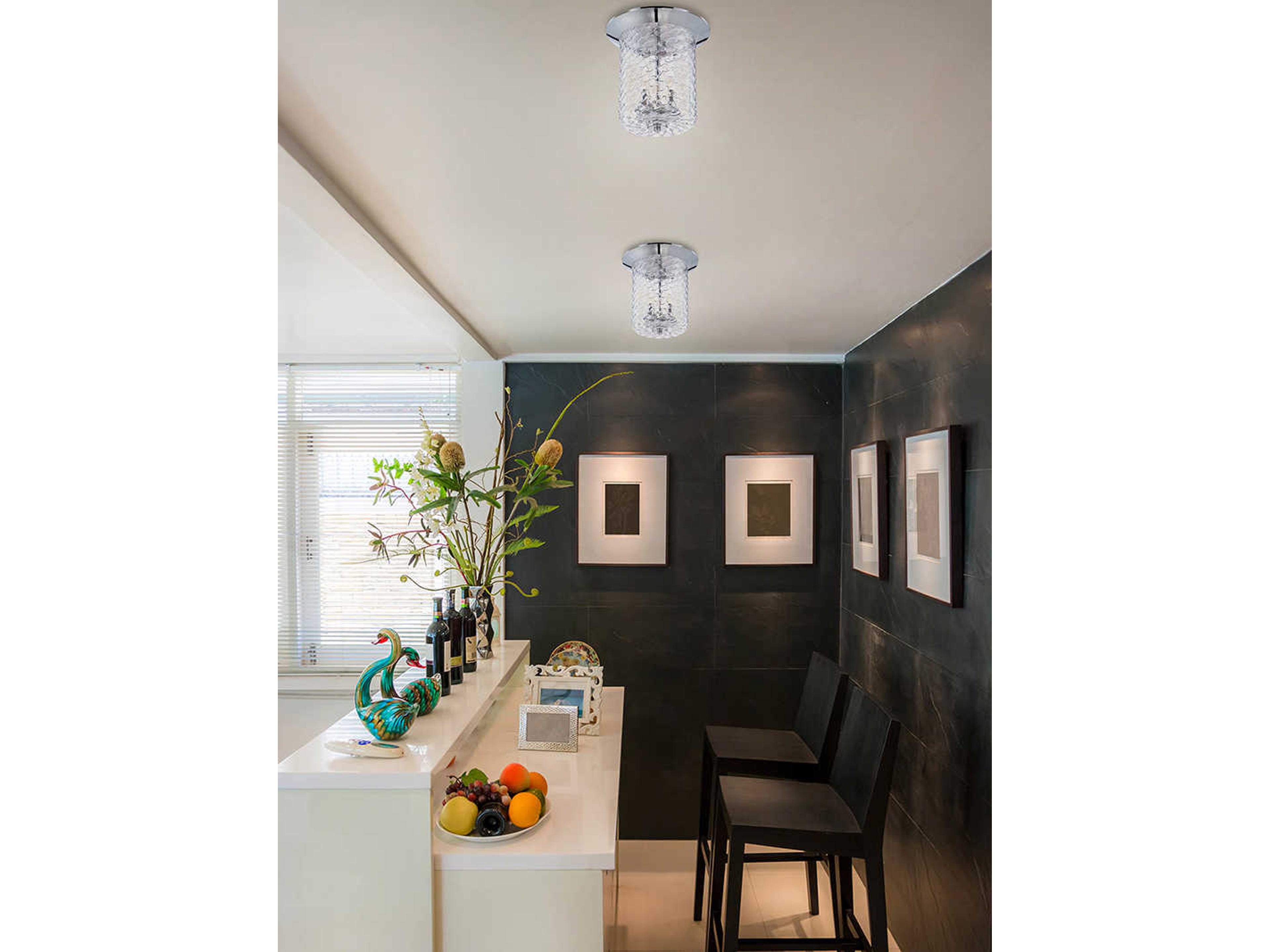 Eurofase Elli 3-Light Chrome Glass Flush Mount