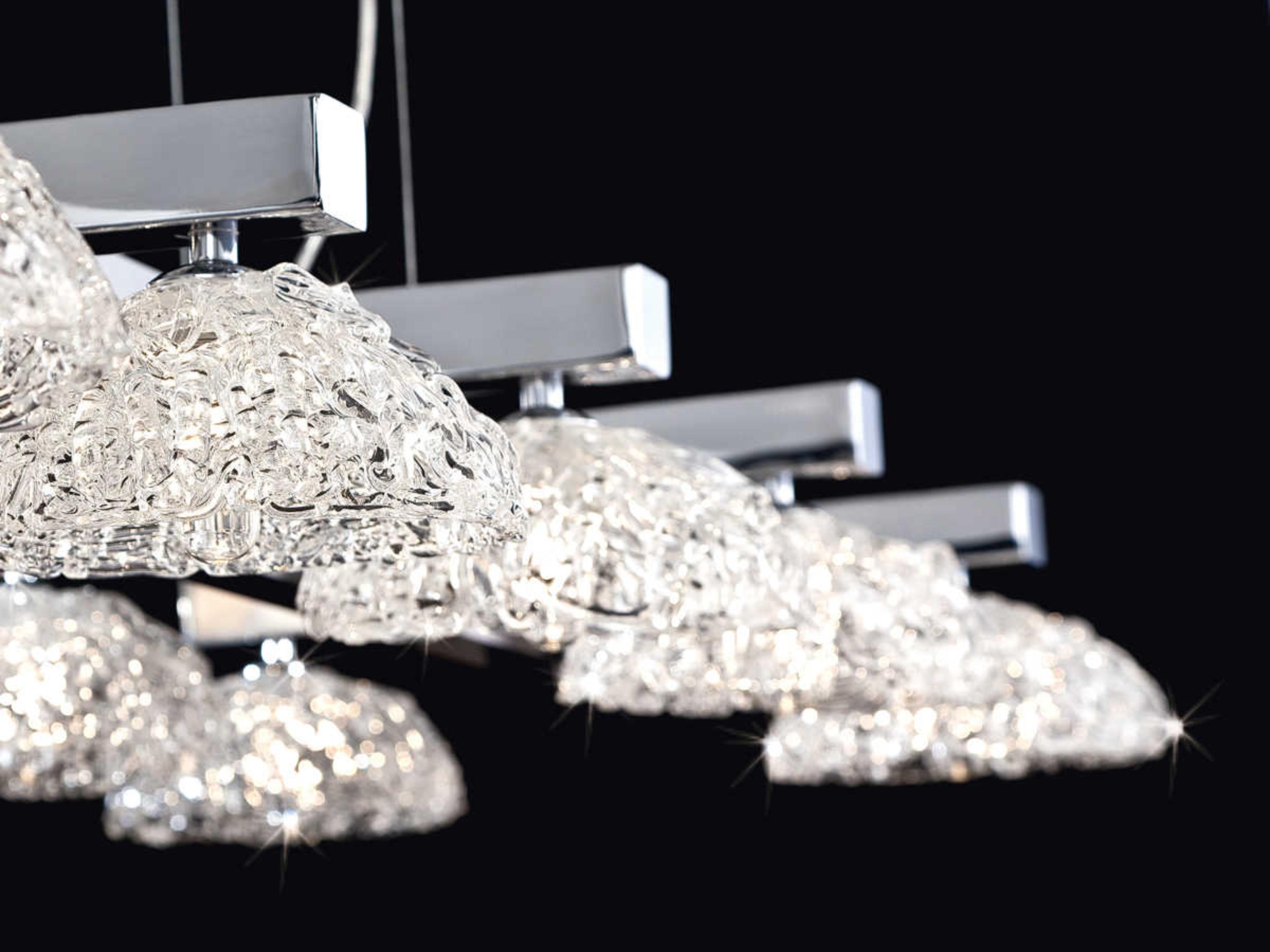 Eurofase Caramico 10-Light Chrome Glass Dome Linear Island Pendant