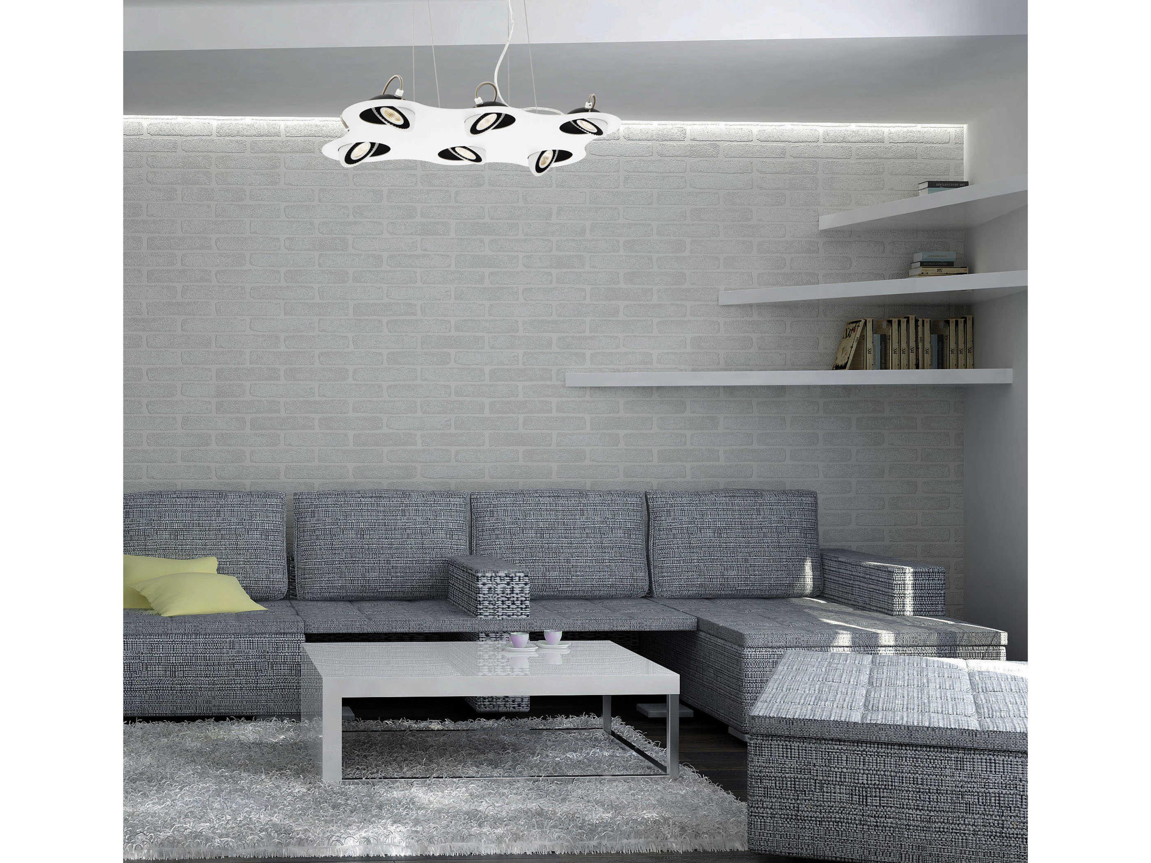 Eurofase Vision 6-Light White Black LED Round Island Pendant