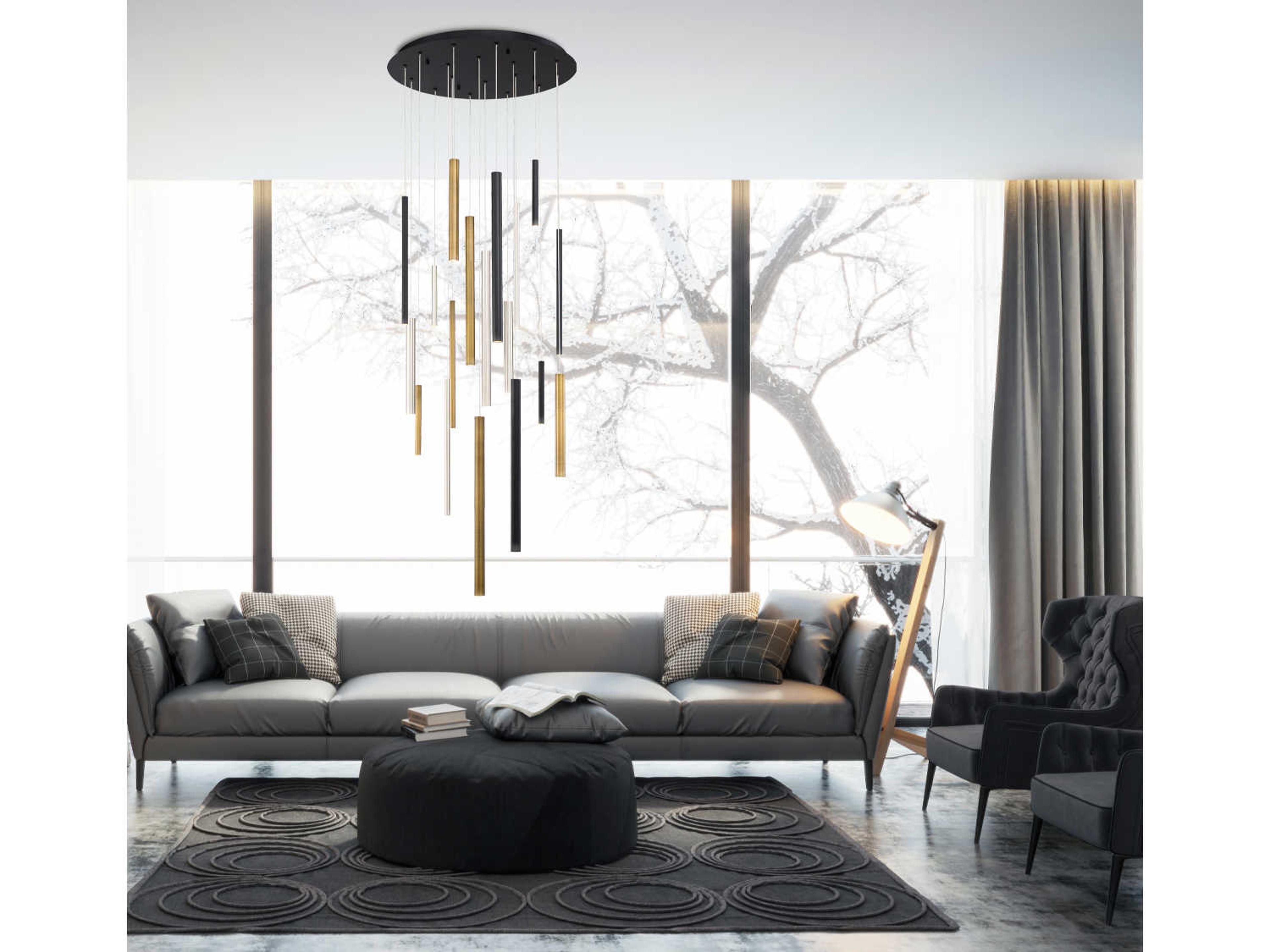 Eurofase Santana 18-Light8-Light Black Multi LED Cylinder Pendant