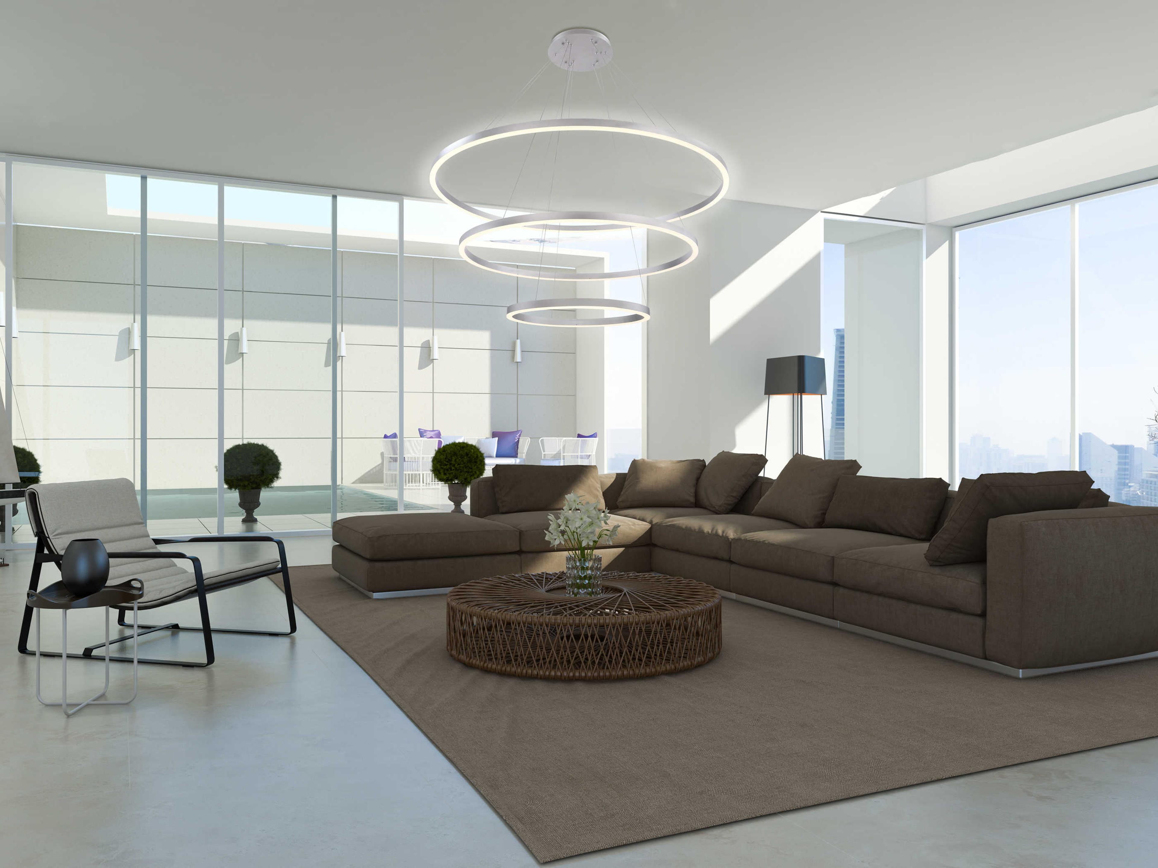 Eurofase Spunto 3-Light Silver LED Round Tiered Pendant