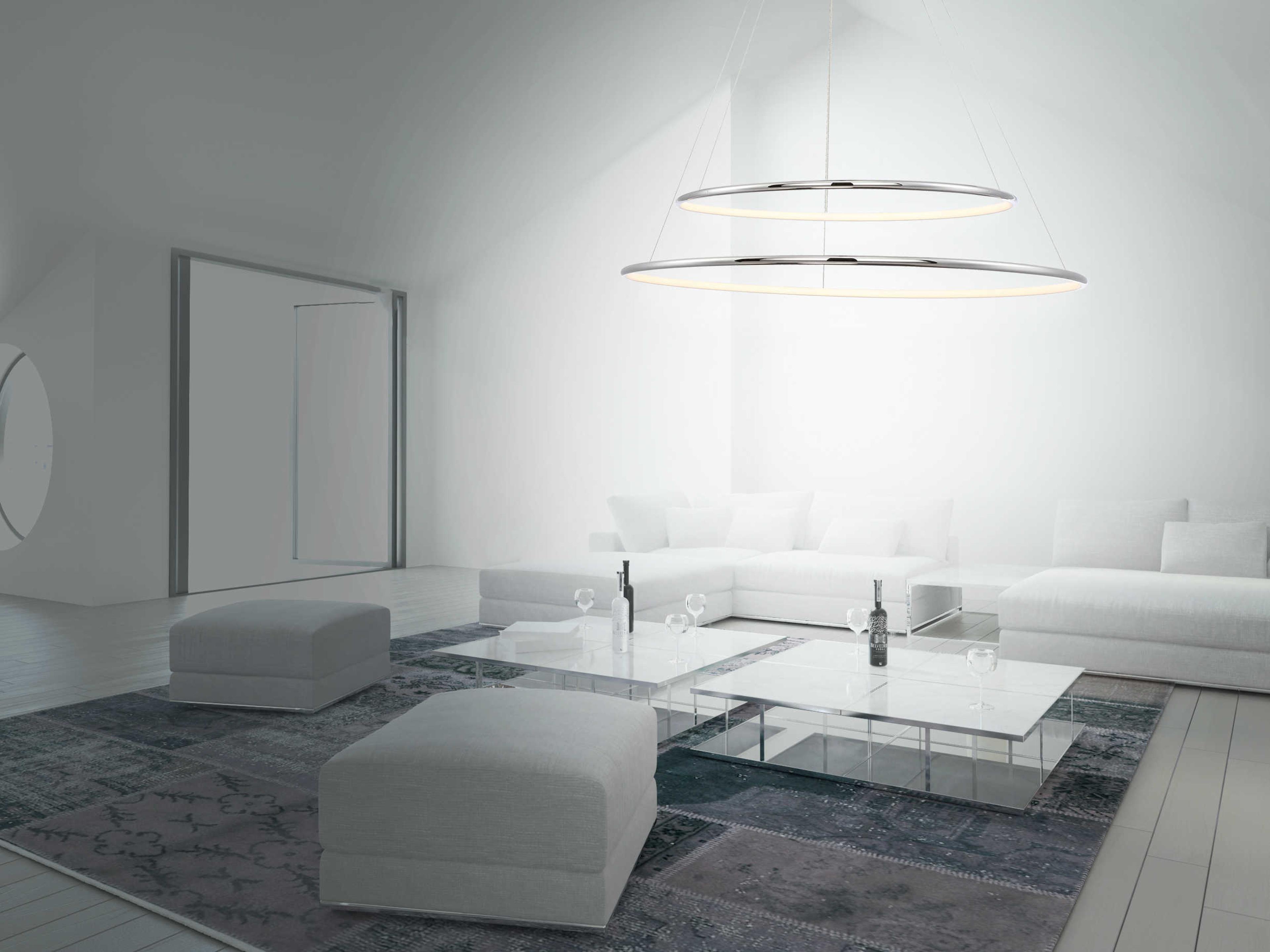 Eurofase Valley 2-Light Chrome LED Round Tiered Pendant