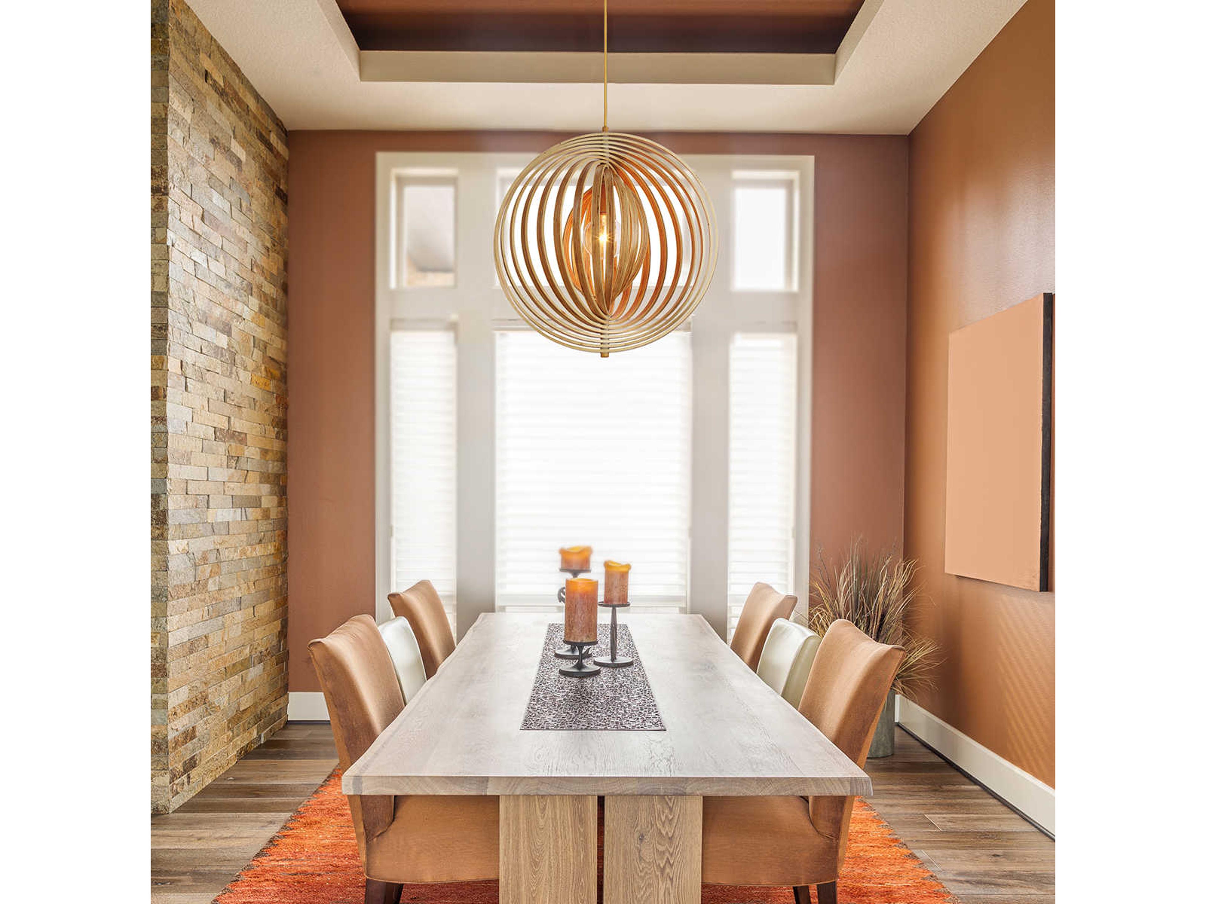 Eurofase Abruzzo 1-Light Wood Brown Globe Pendant