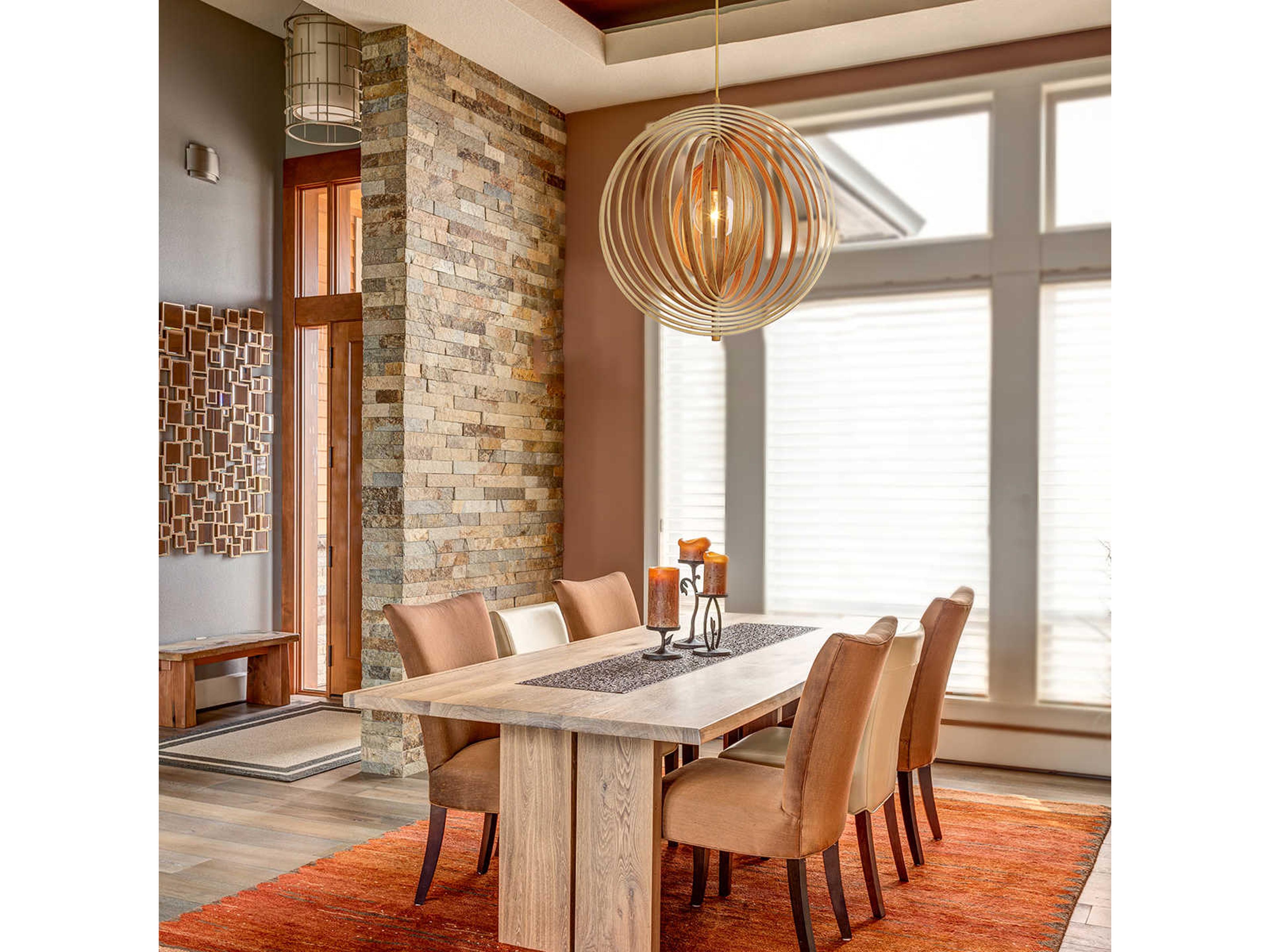 Eurofase Abruzzo 1-Light Wood Brown Globe Pendant