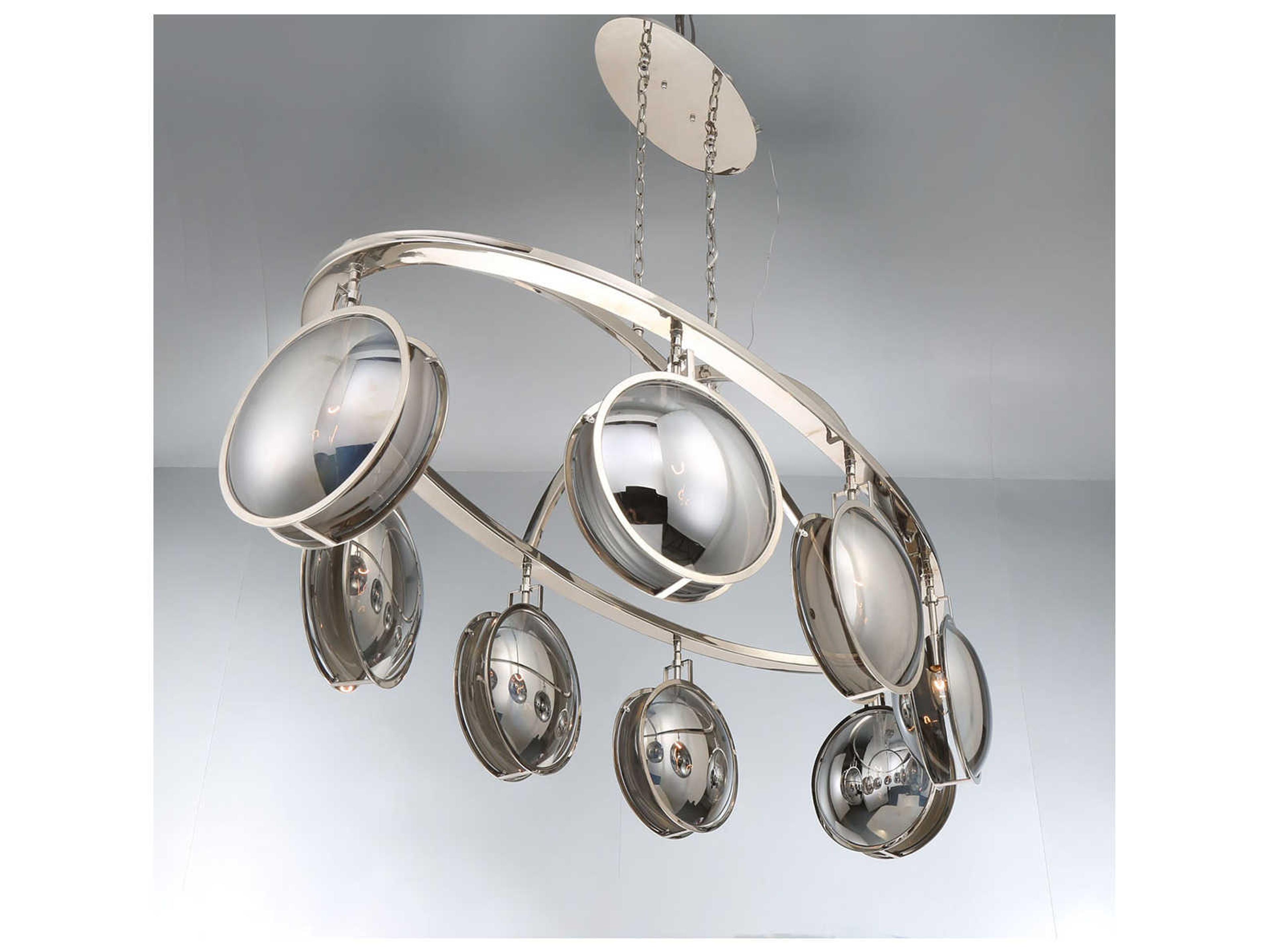 Eurofase Havendale 8-Light Polished Nickel Glass Linear Round Island Pendant