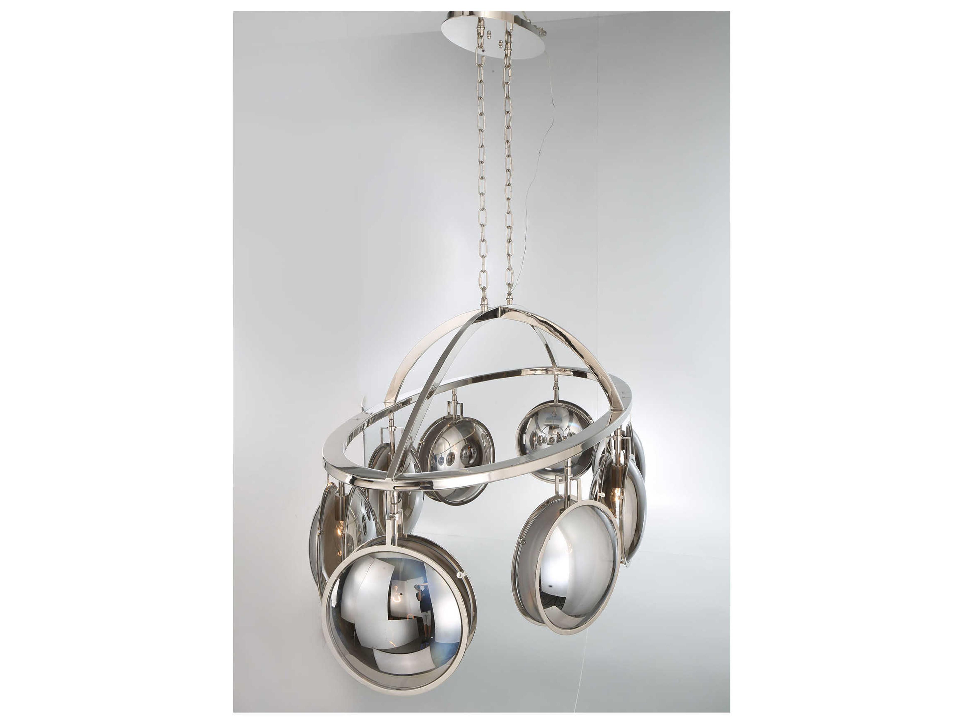 Eurofase Havendale 8-Light Polished Nickel Glass Linear Round Island Pendant