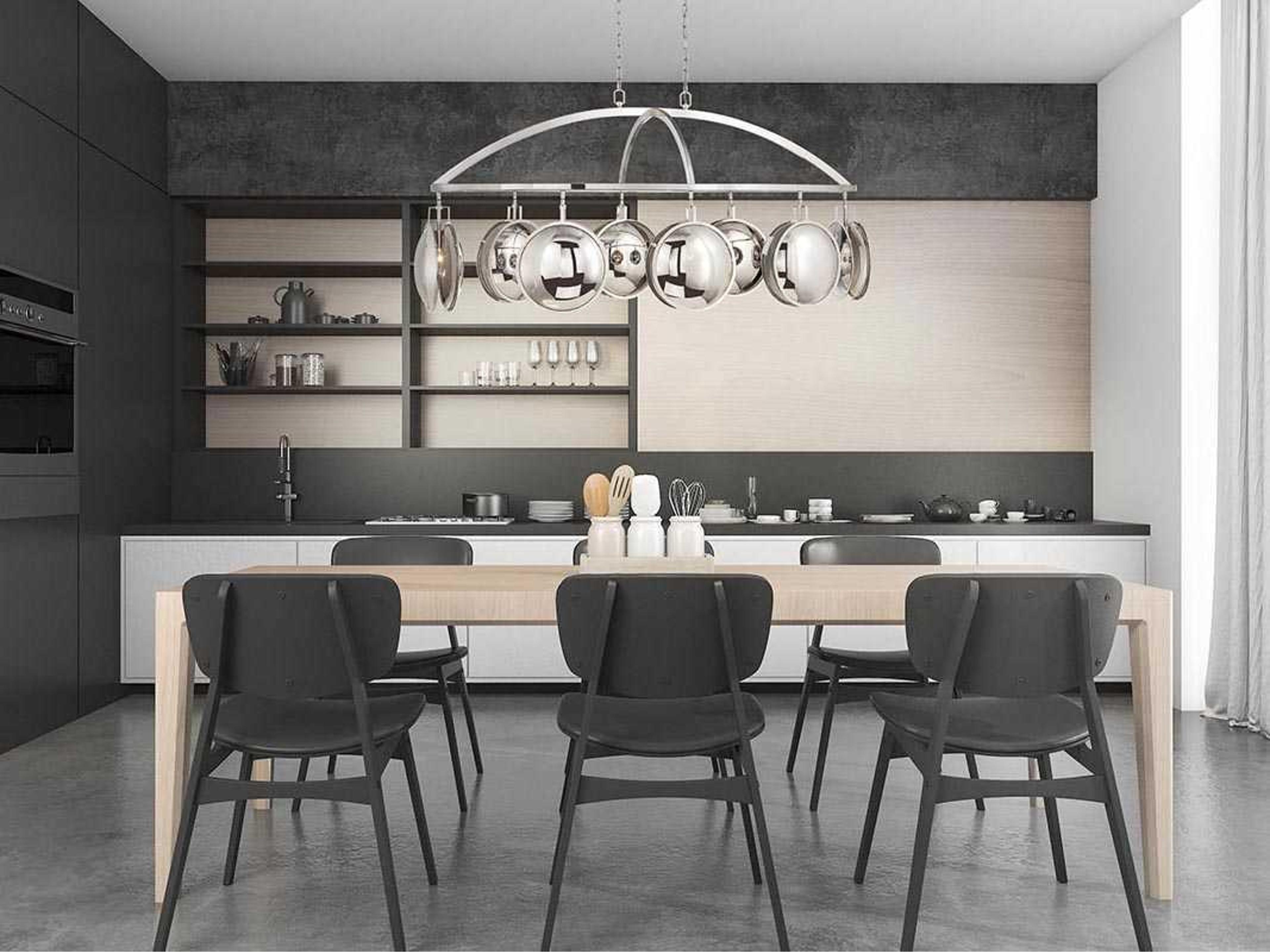 Eurofase Havendale 8-Light Polished Nickel Glass Linear Round Island Pendant