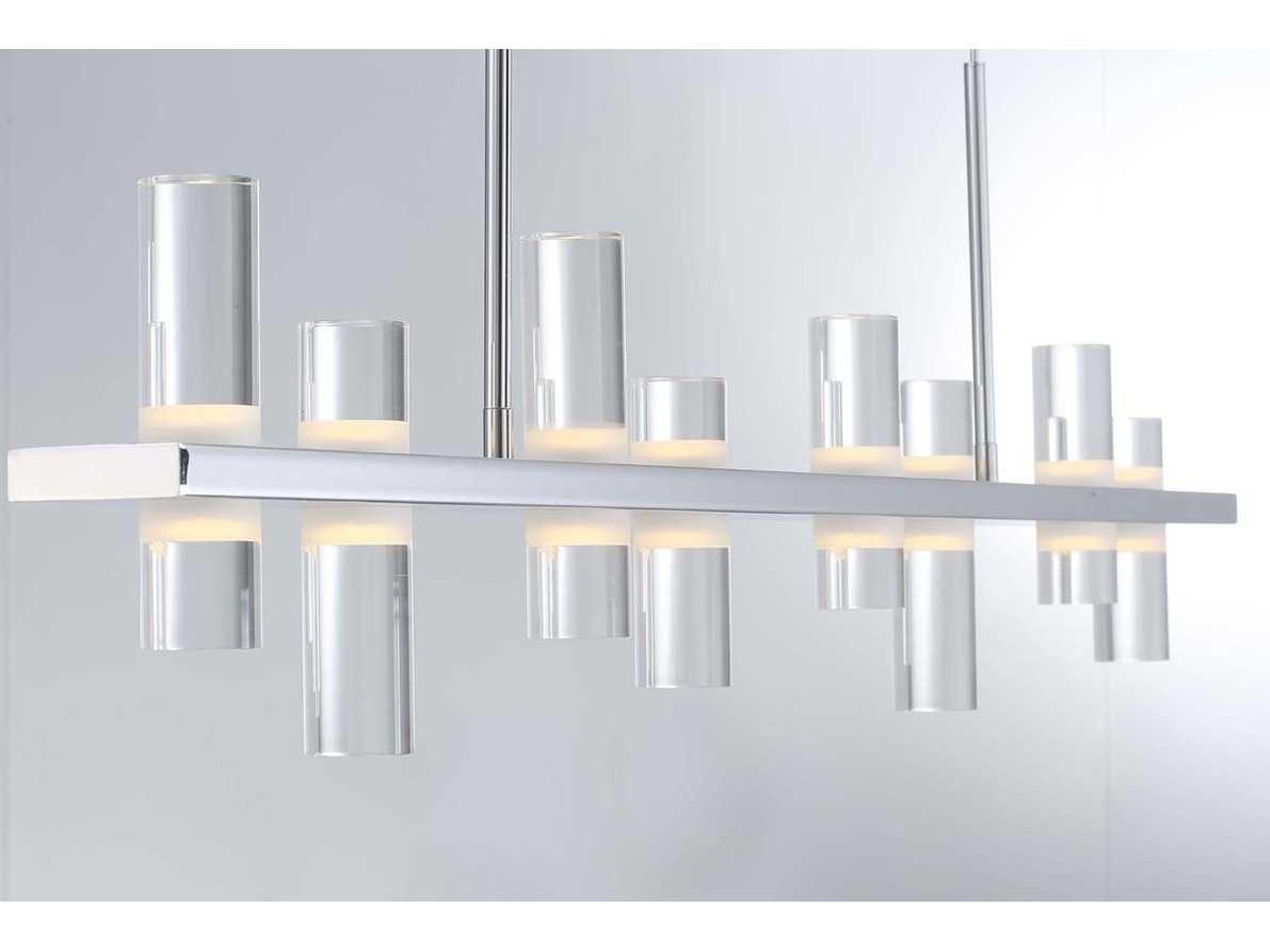 Eurofase Netto 8-Light Chrome LED Cylinder Linear Island Pendant