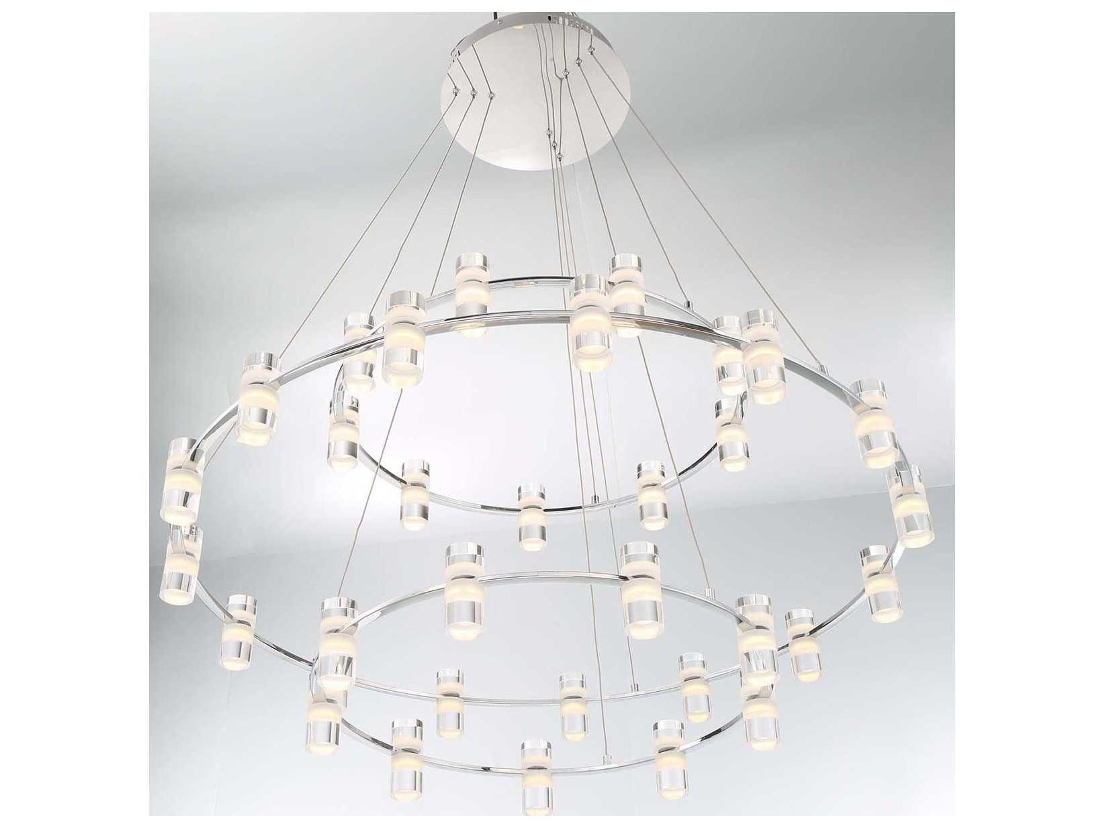 Eurofase Netto 33-Light Chrome LED Cylinder Tiered Chandelier
