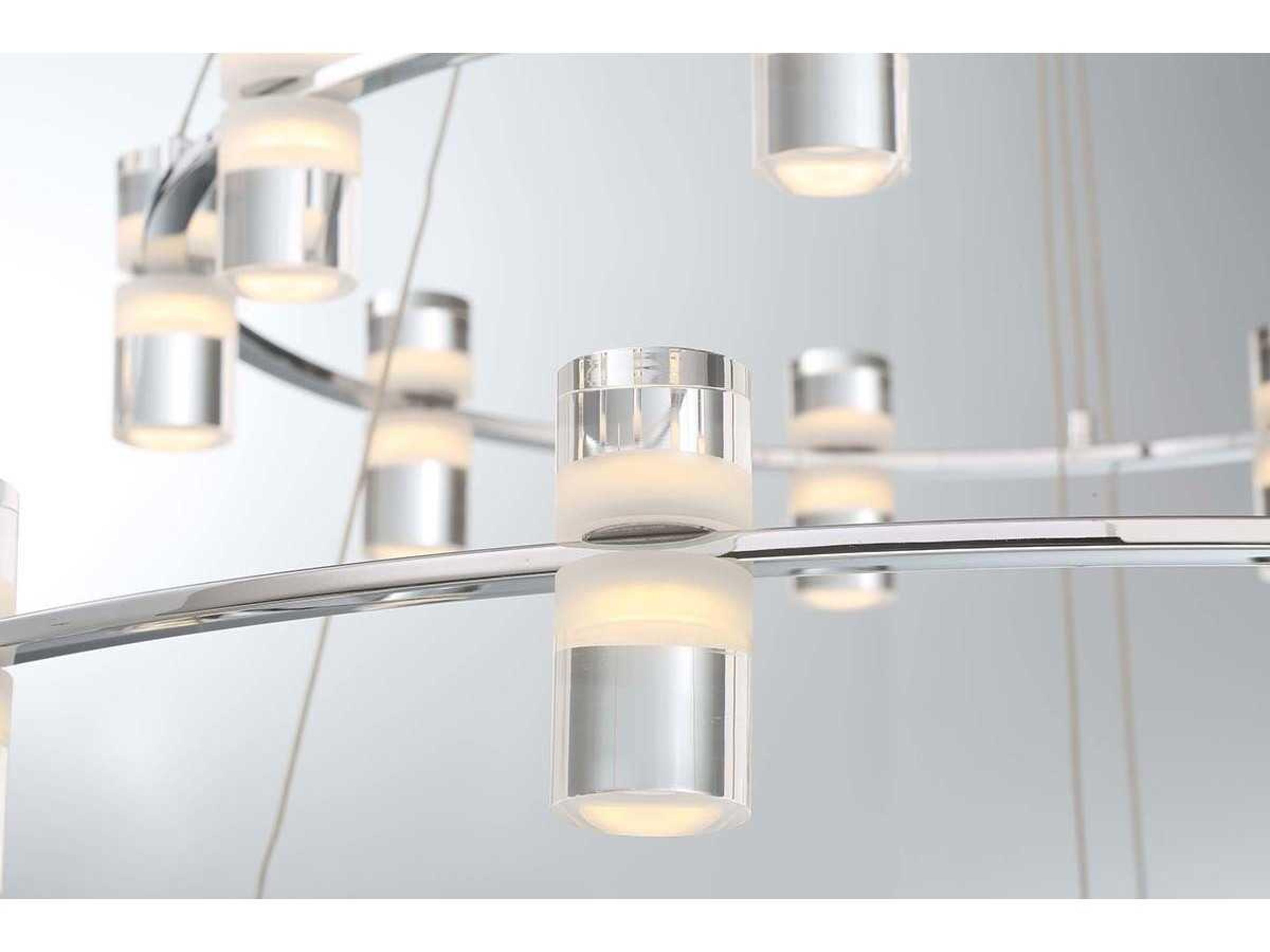 Eurofase Netto 33-Light Chrome LED Cylinder Tiered Chandelier