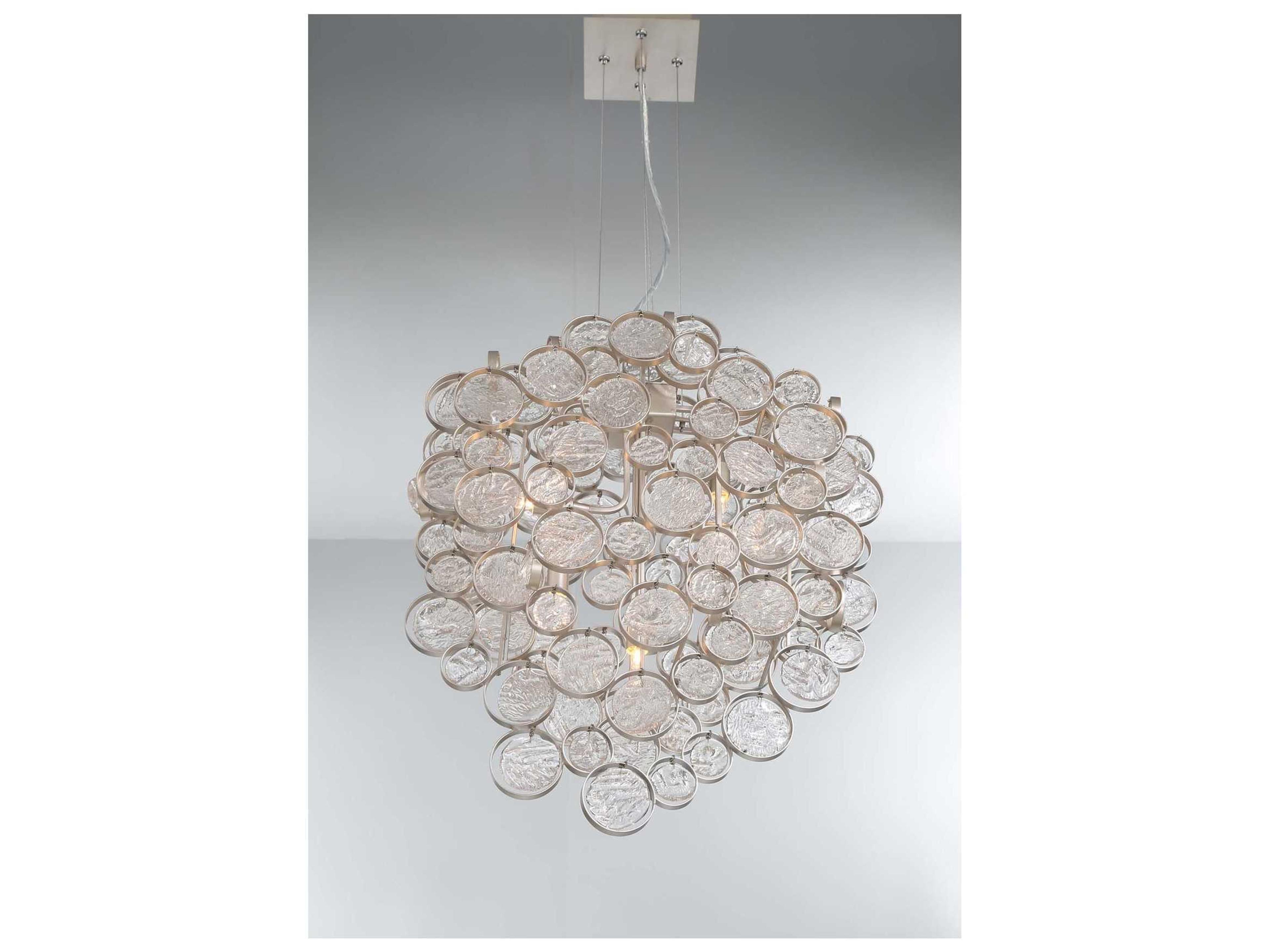 Eurofase Trento 7-Light Champagne Silver Glass Chandelier