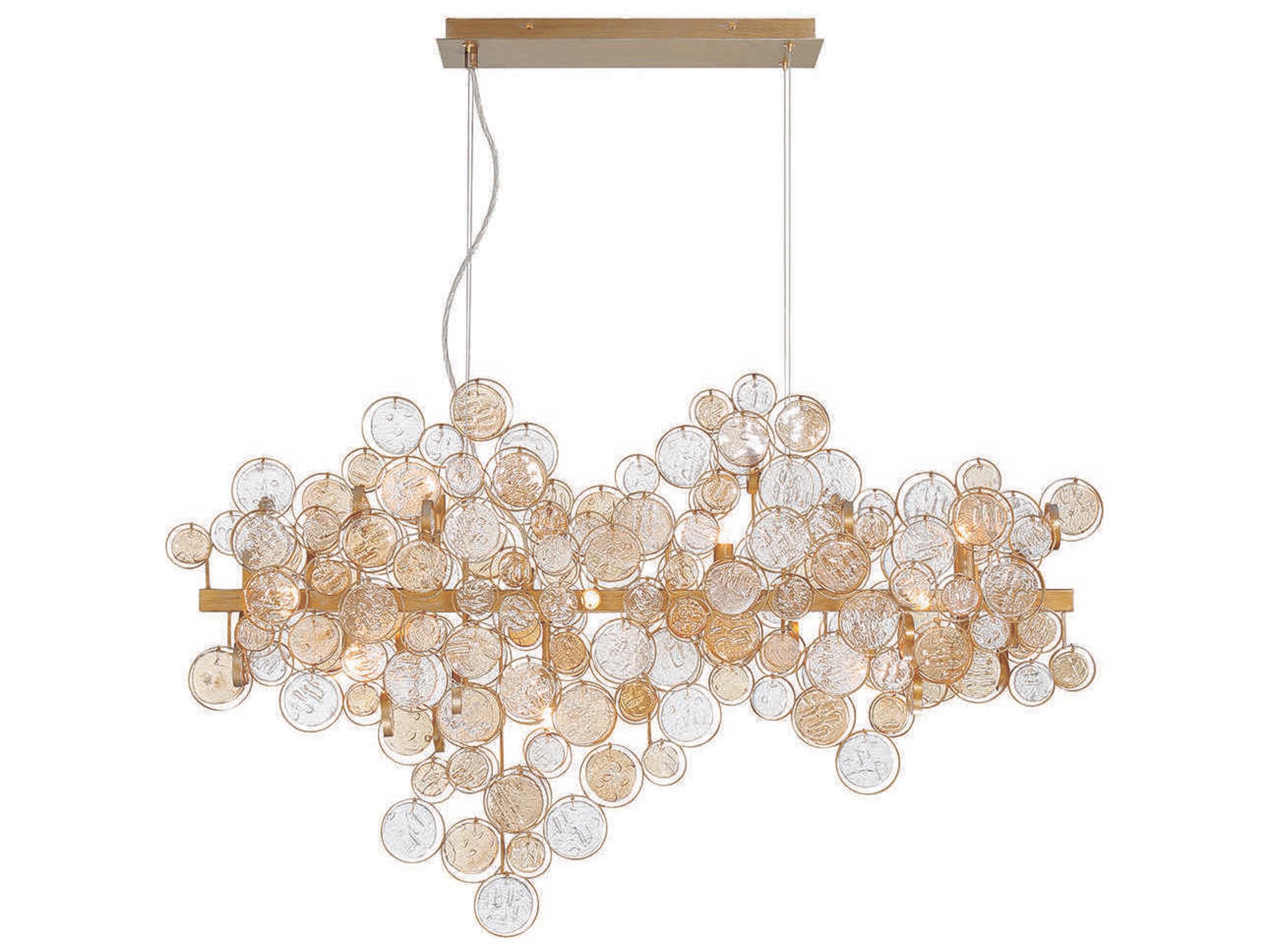Eurofase Trento 12-Light Antique Gold Glass Island Pendant