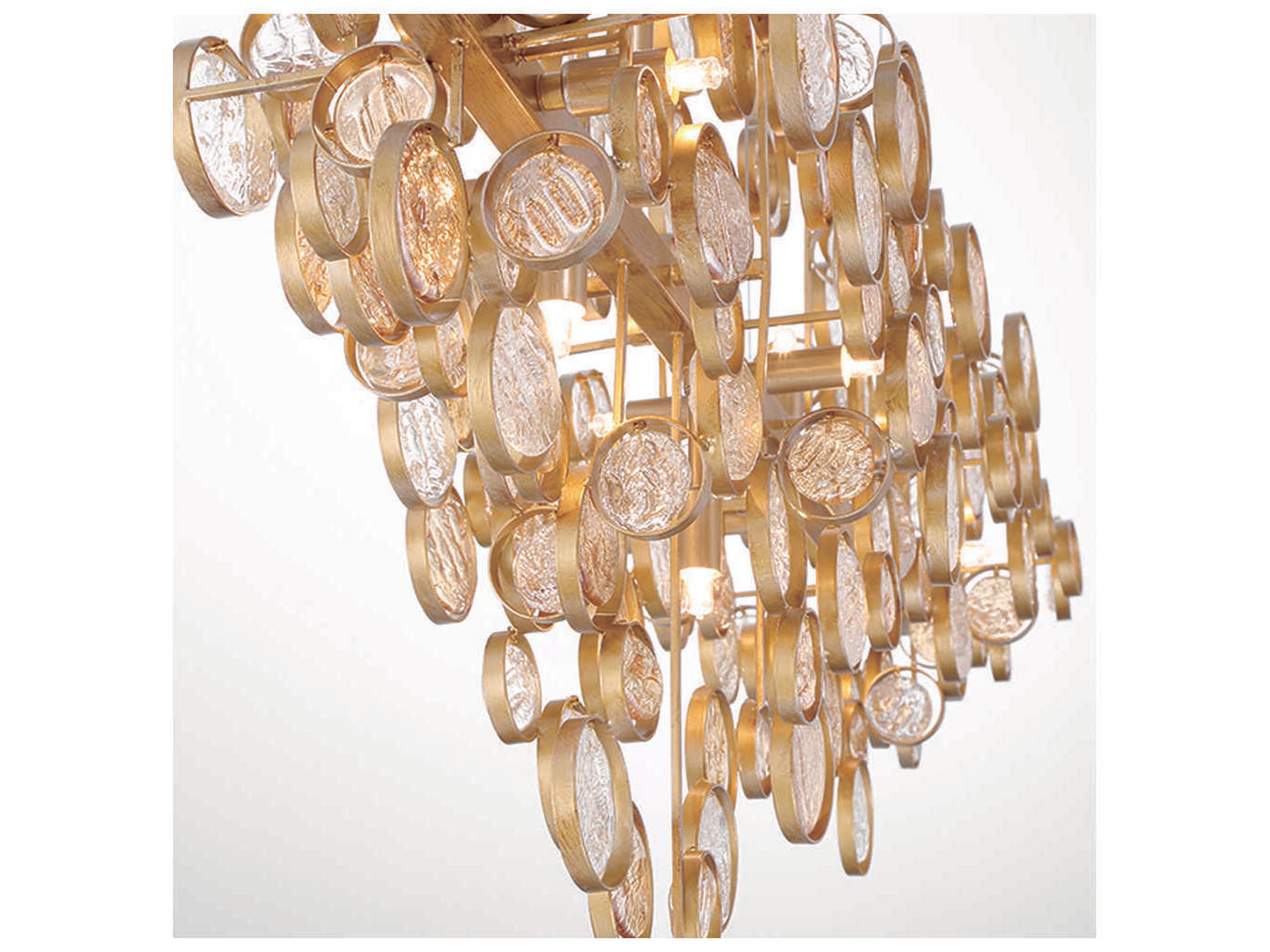 Eurofase Trento 12-Light Antique Gold Glass Island Pendant