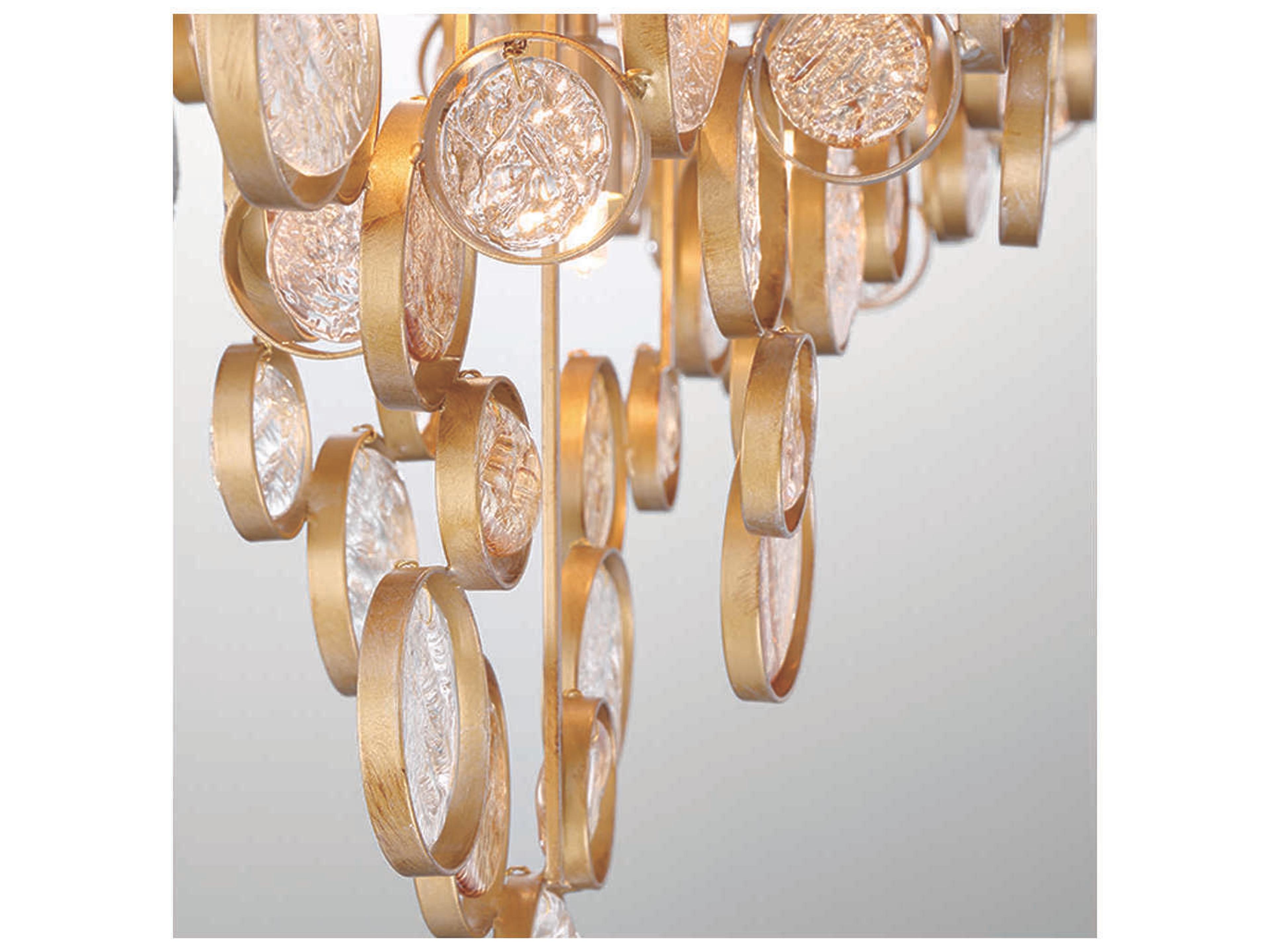 Eurofase Trento 12-Light Antique Gold Glass Island Pendant