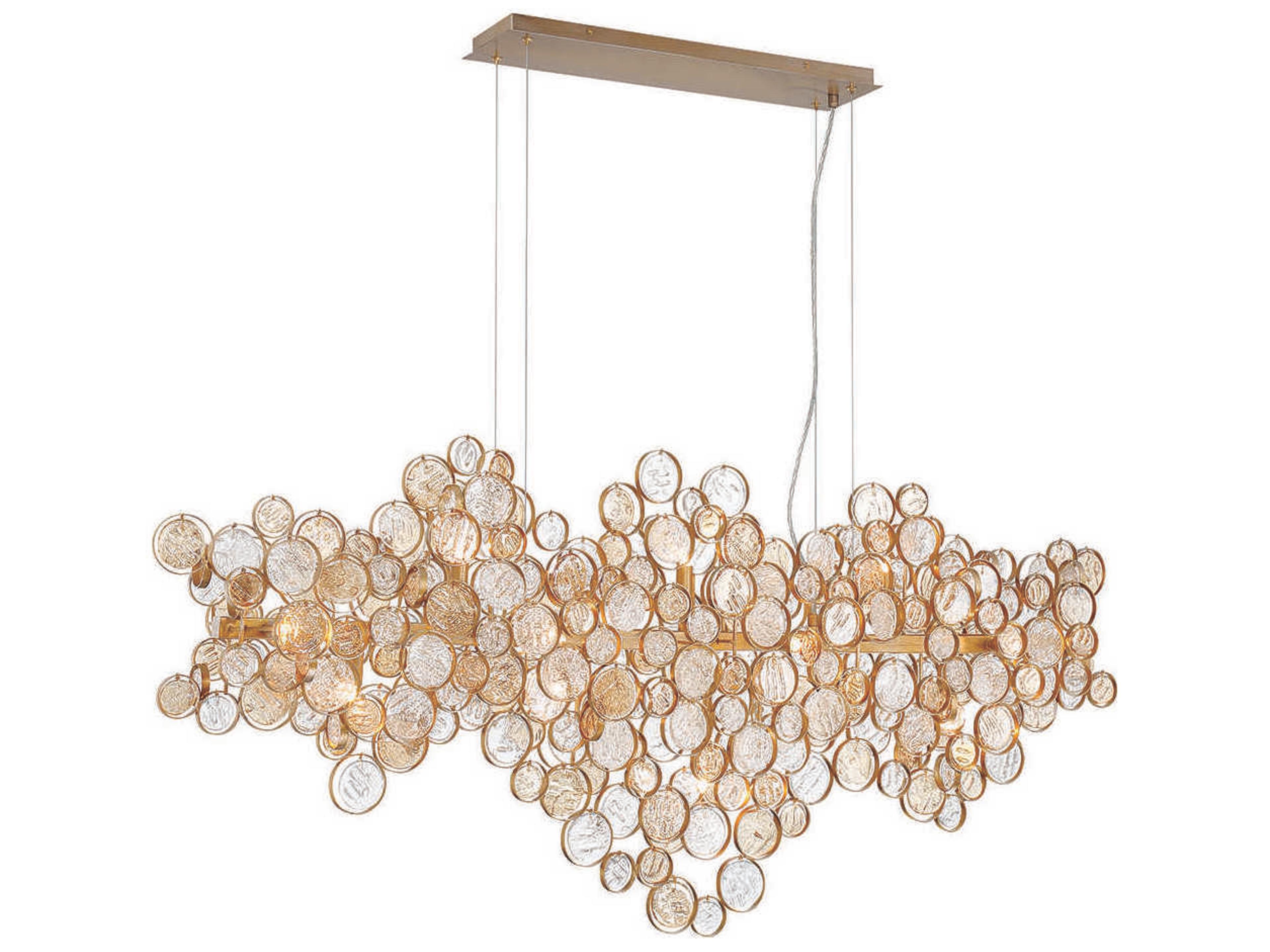 Trento 15-Light Antique Gold Glass Island Pendant
