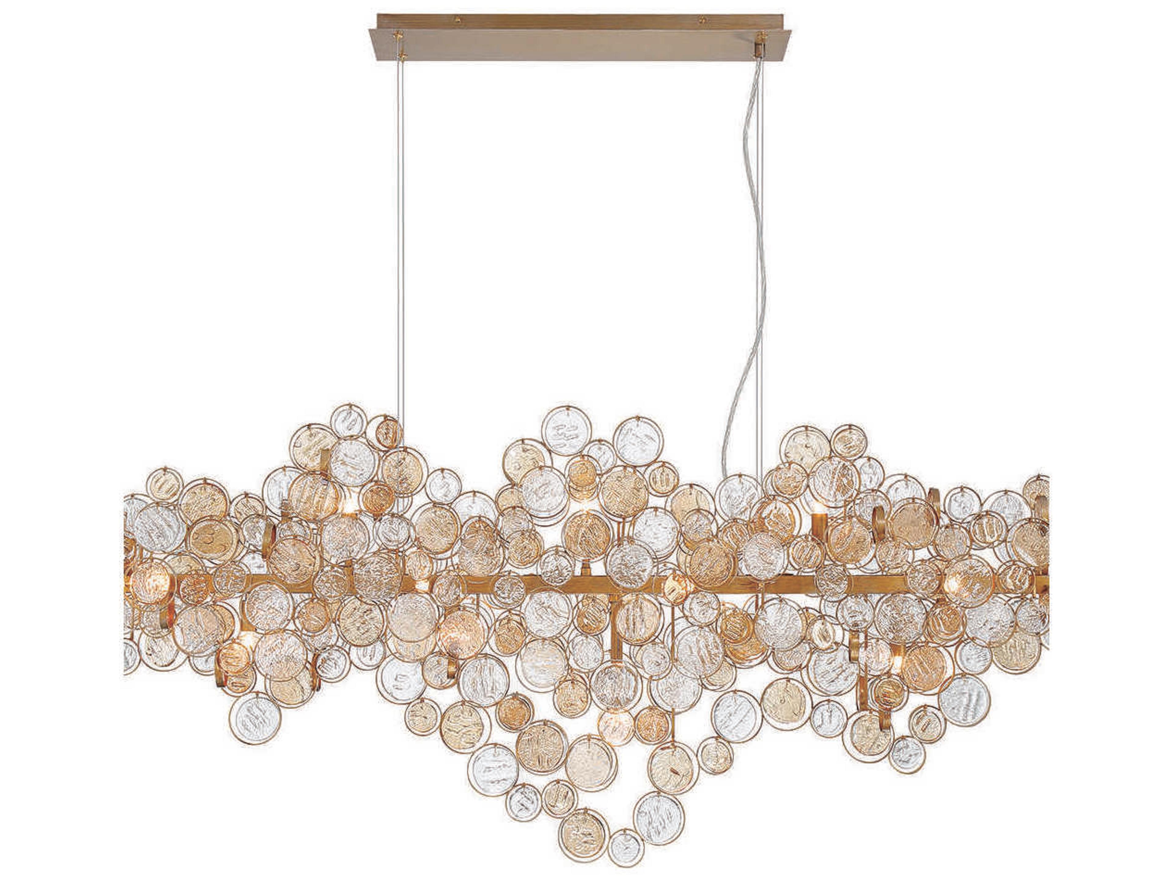 Eurofase Trento 15-Light Antique Gold Glass Island Pendant