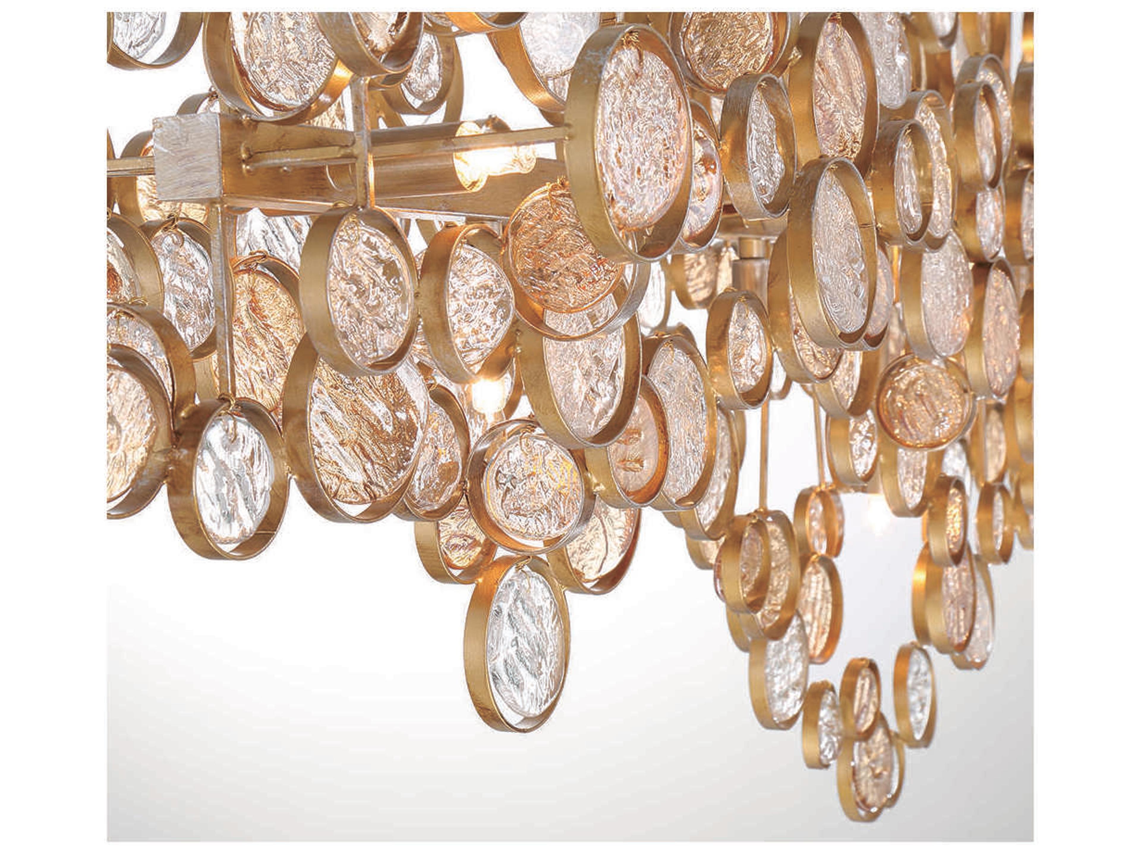 Eurofase Trento 15-Light Antique Gold Glass Island Pendant