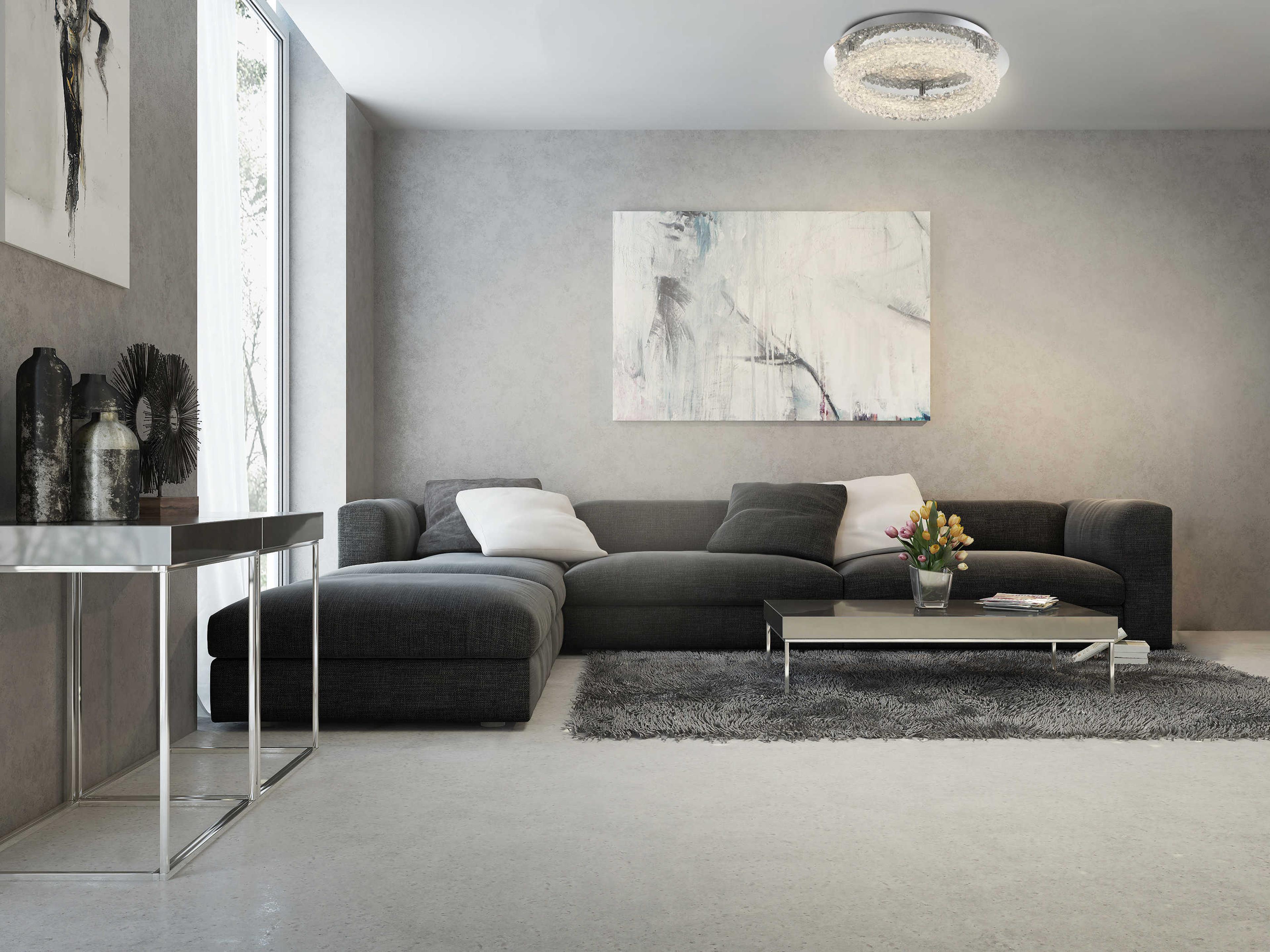 Eurofase Sassi Chrome Crystal LED Round Flush Mount