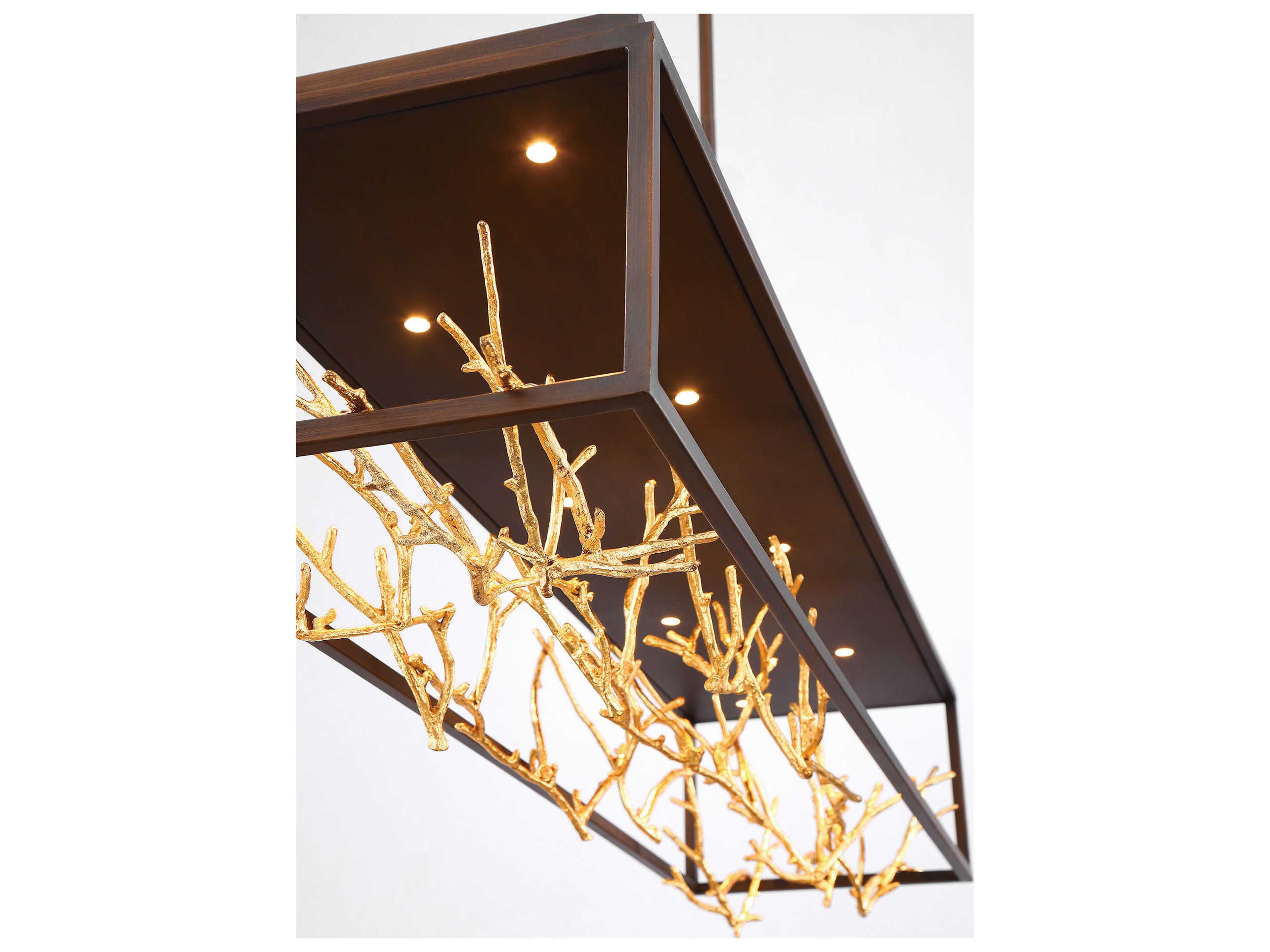 Eurofase Aerie 8-Light Bronze Gold LED Geometric Linear Island Pendant