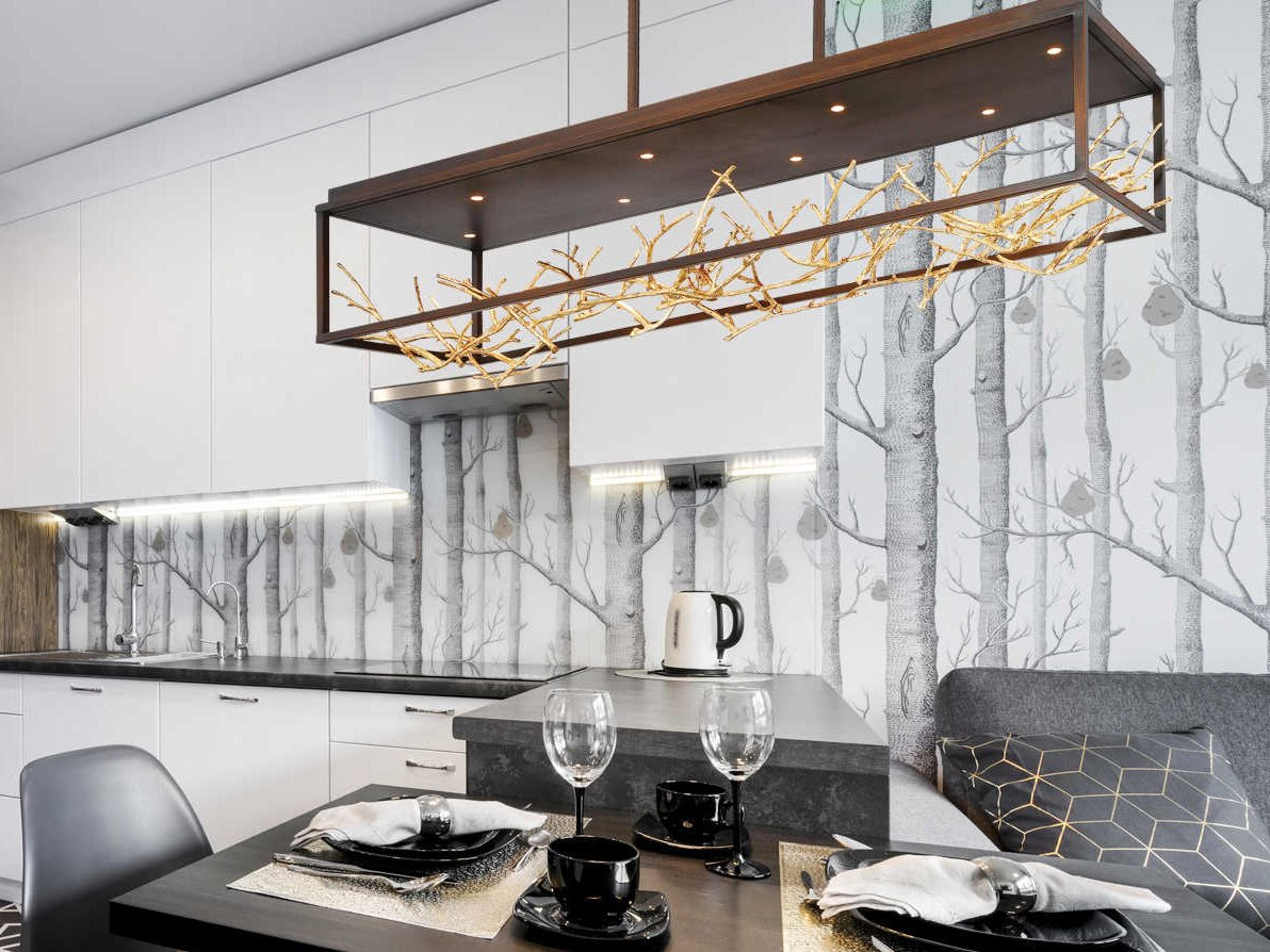 Eurofase Aerie 8-Light Bronze Gold LED Geometric Linear Island Pendant