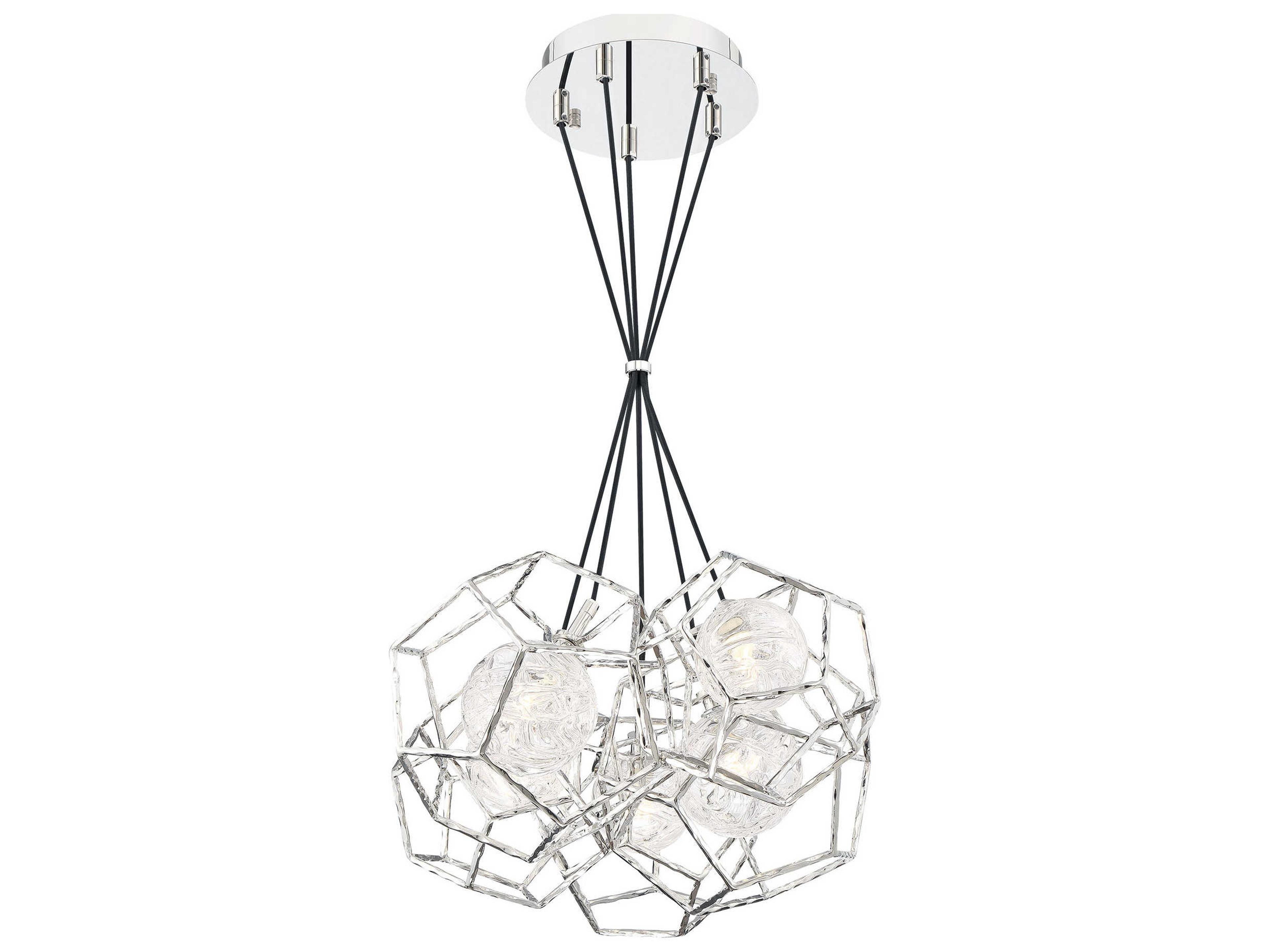 Eurofase Norway 5-Light Chrome Glass LED Globe Geometric Pendant